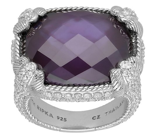 Judith Ripka Sterling Purple Doublet & Diamonique Ring