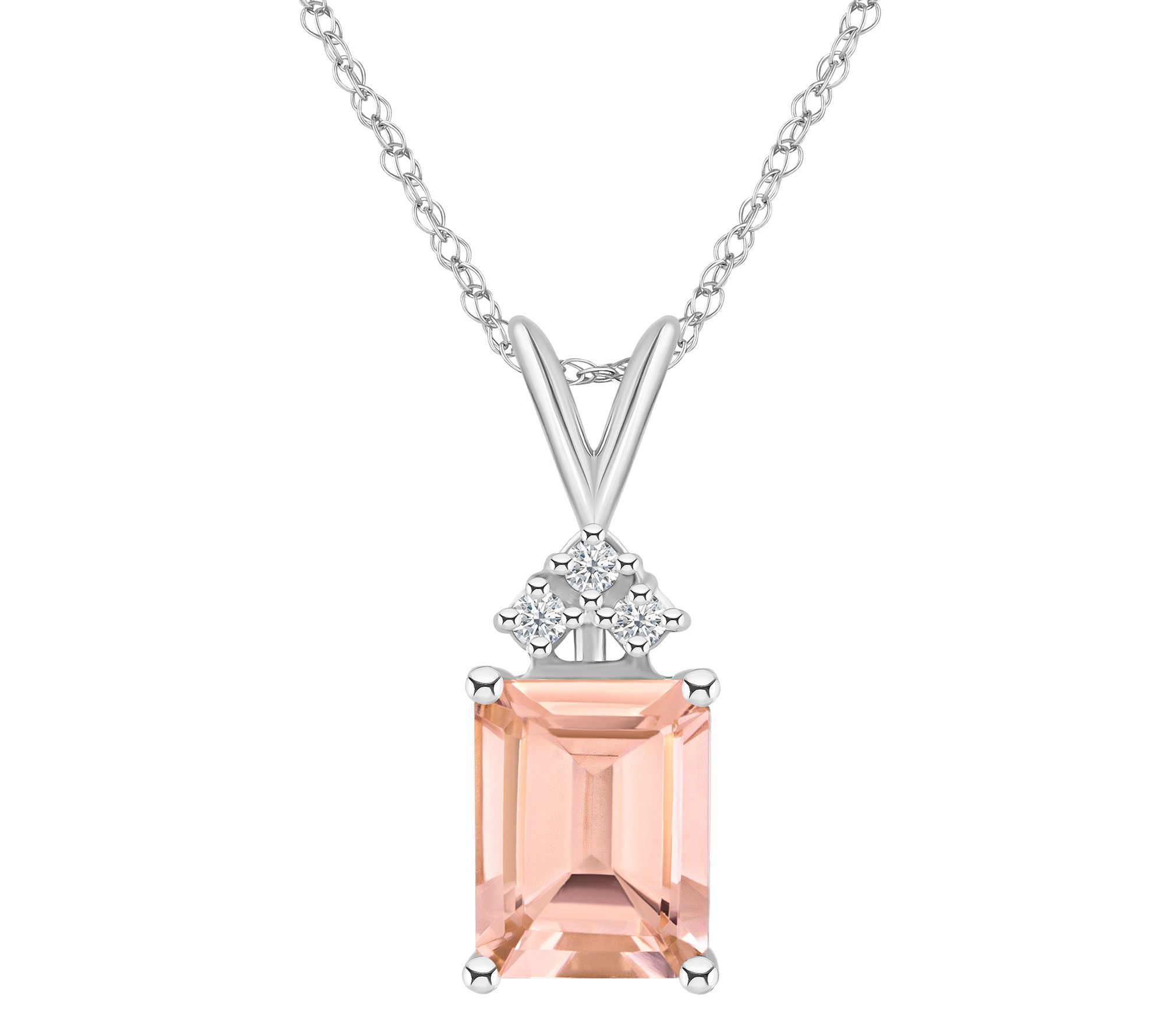 14K 2.80 cttw Morganite & Diamond Accent Pendant w/ Chain