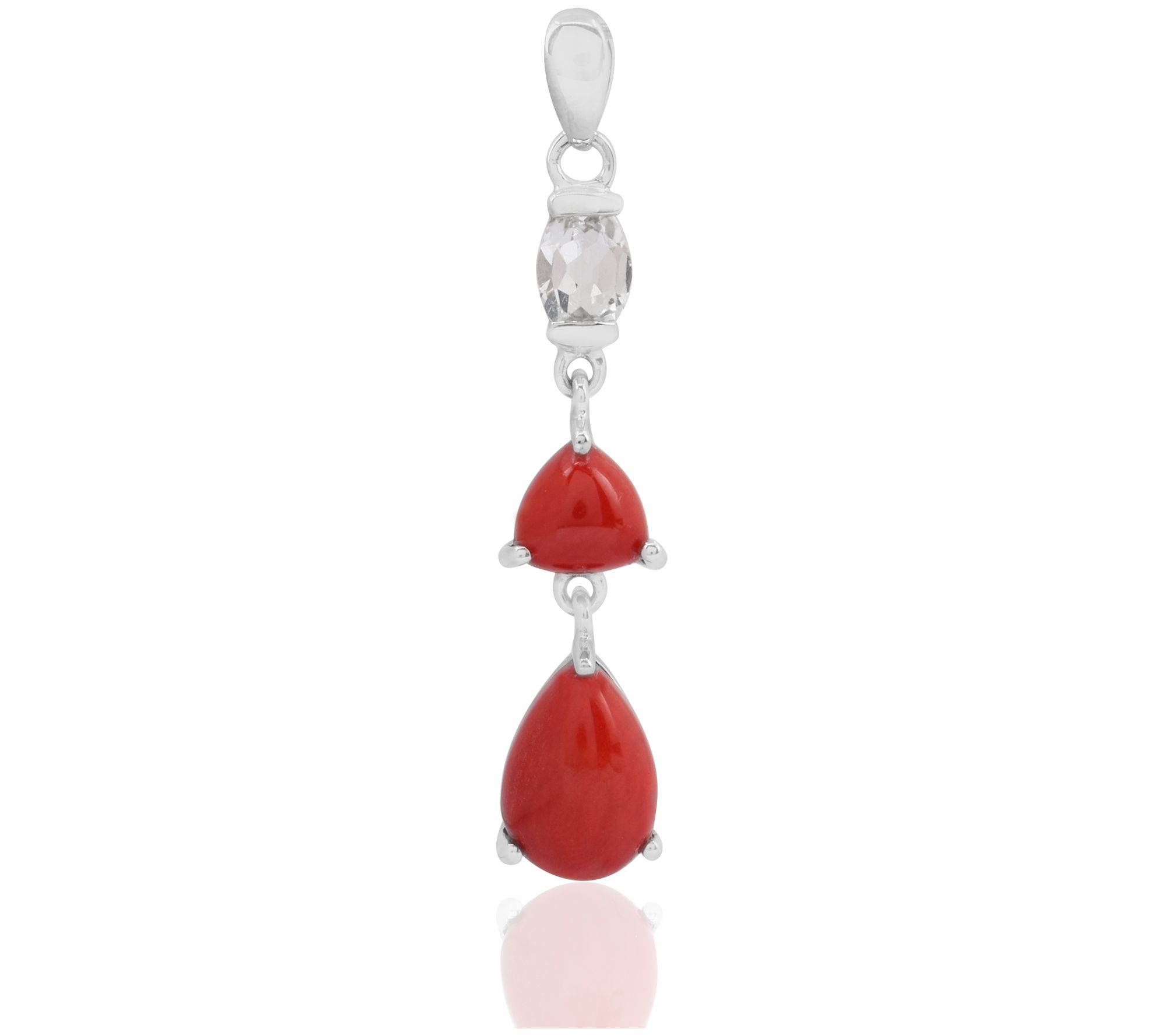 Sterling Silver Bamboo Coral & White Topaz Pendant