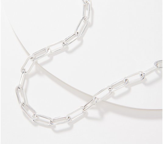 "As Is" UltraFine Silver Polished Paperclip Chain 18" Necklace