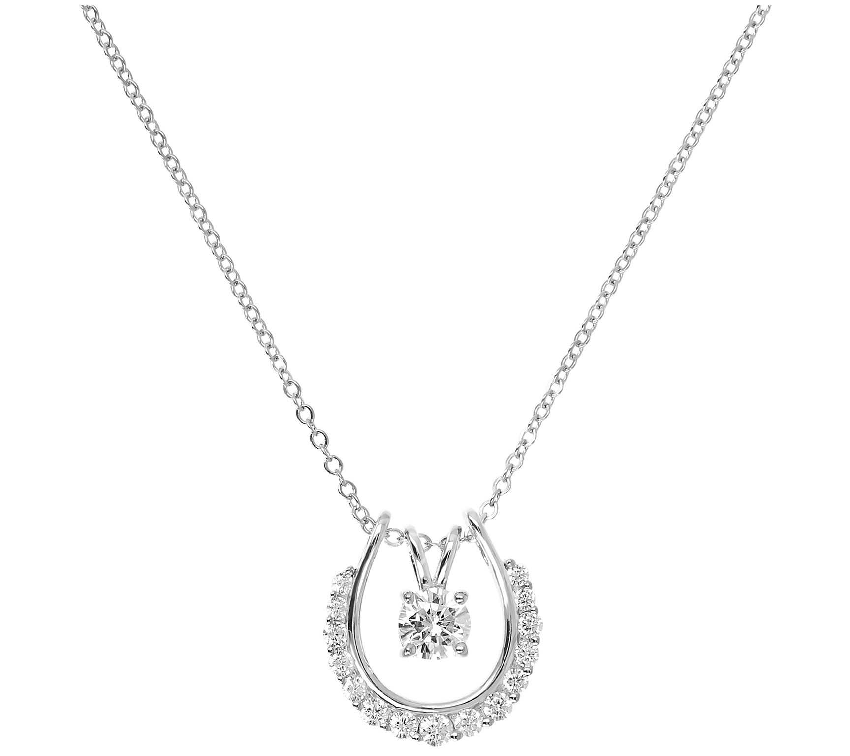 Diamonique 0.75 cttw Pendant and Jacket w/ Chai n, Sterling