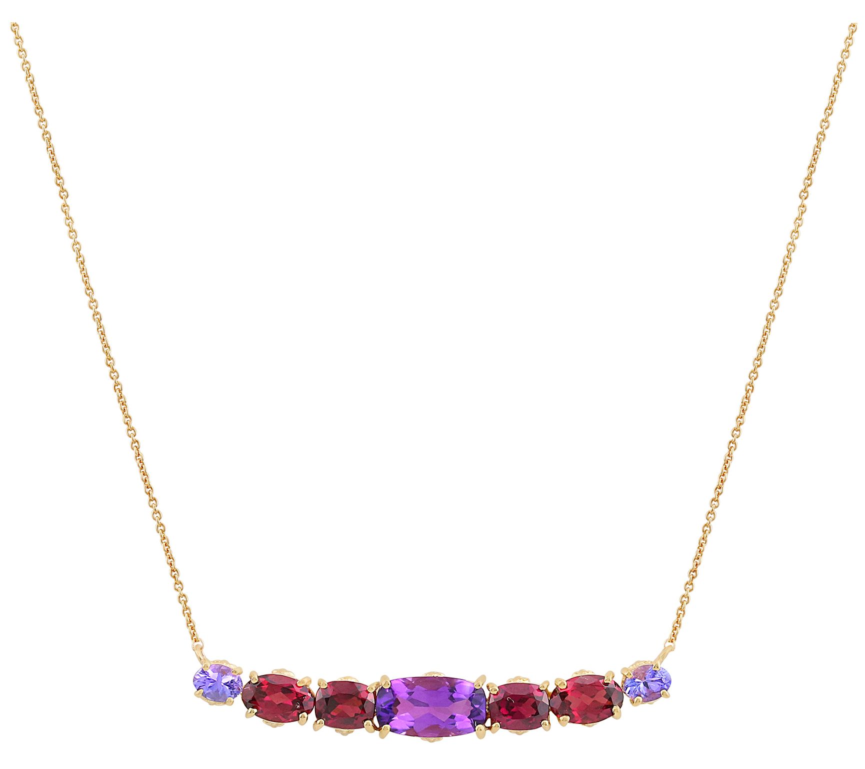 14K Gold 3.70 cttw Multi-Gemstone Necklace