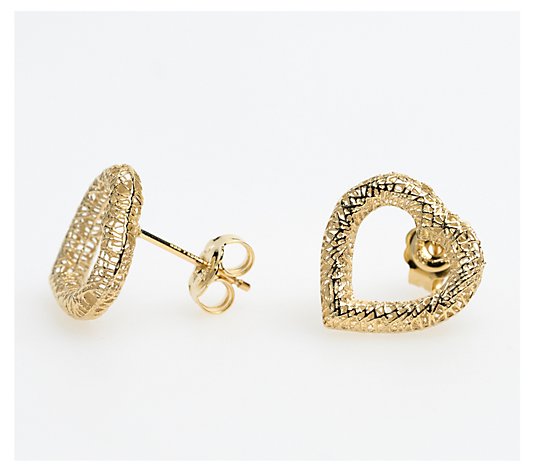 Alkeme 10K Gold Wire Mesh Heart Stud Earrings
