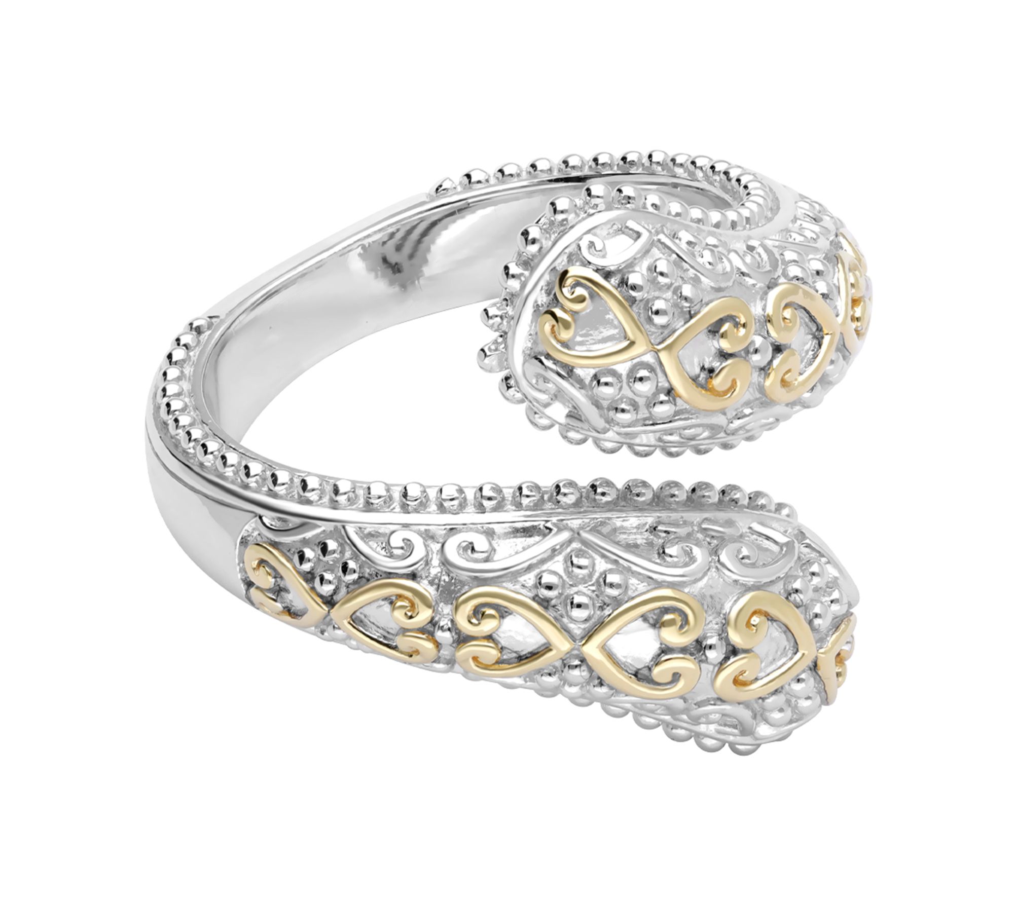 Elyse Ryan Two-Tone Sterling Heart Motif BypassRing