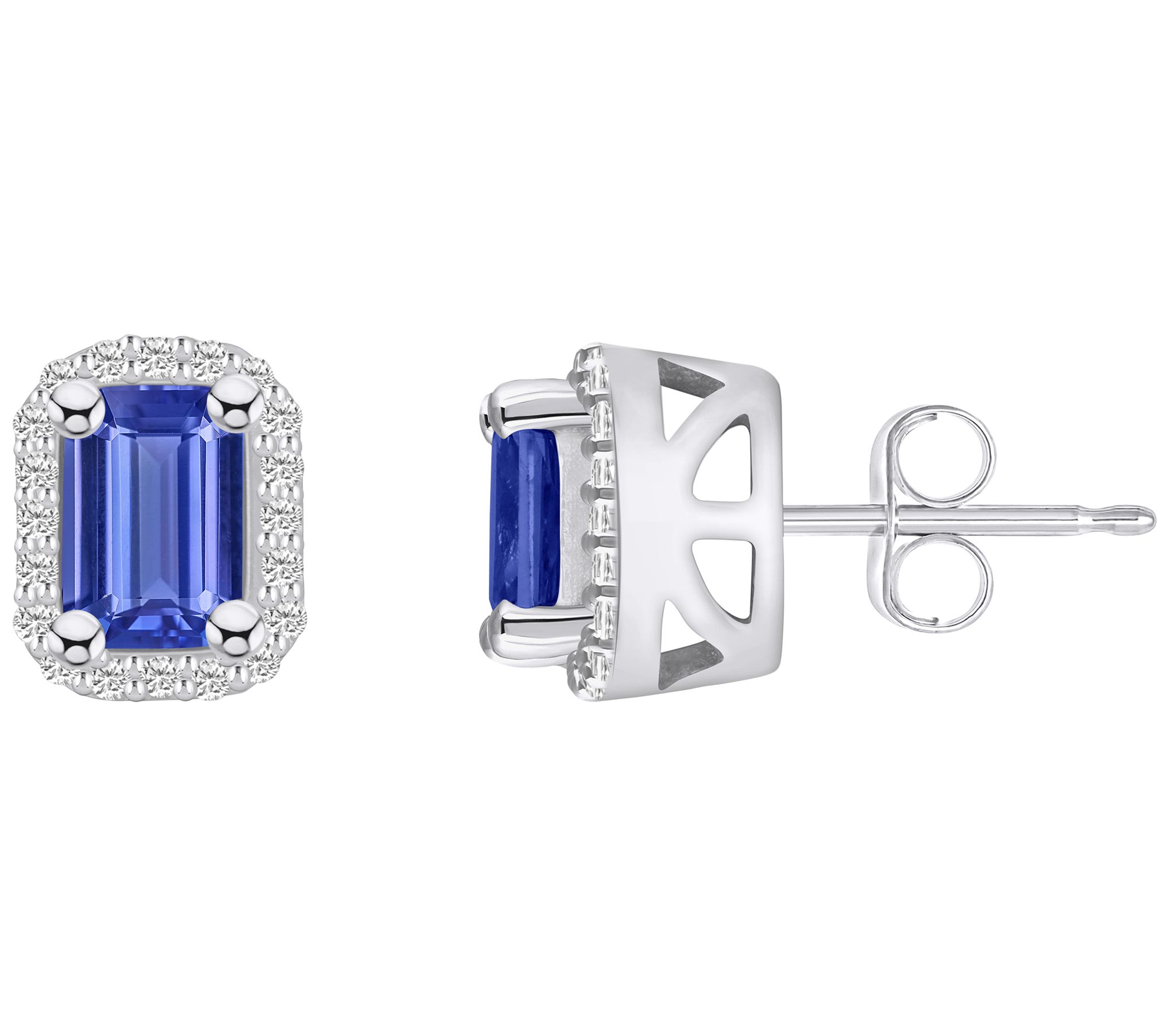Affinity Gems 14K 1.10 cttw Tanzanite 0.20 cttwDiamond Studs