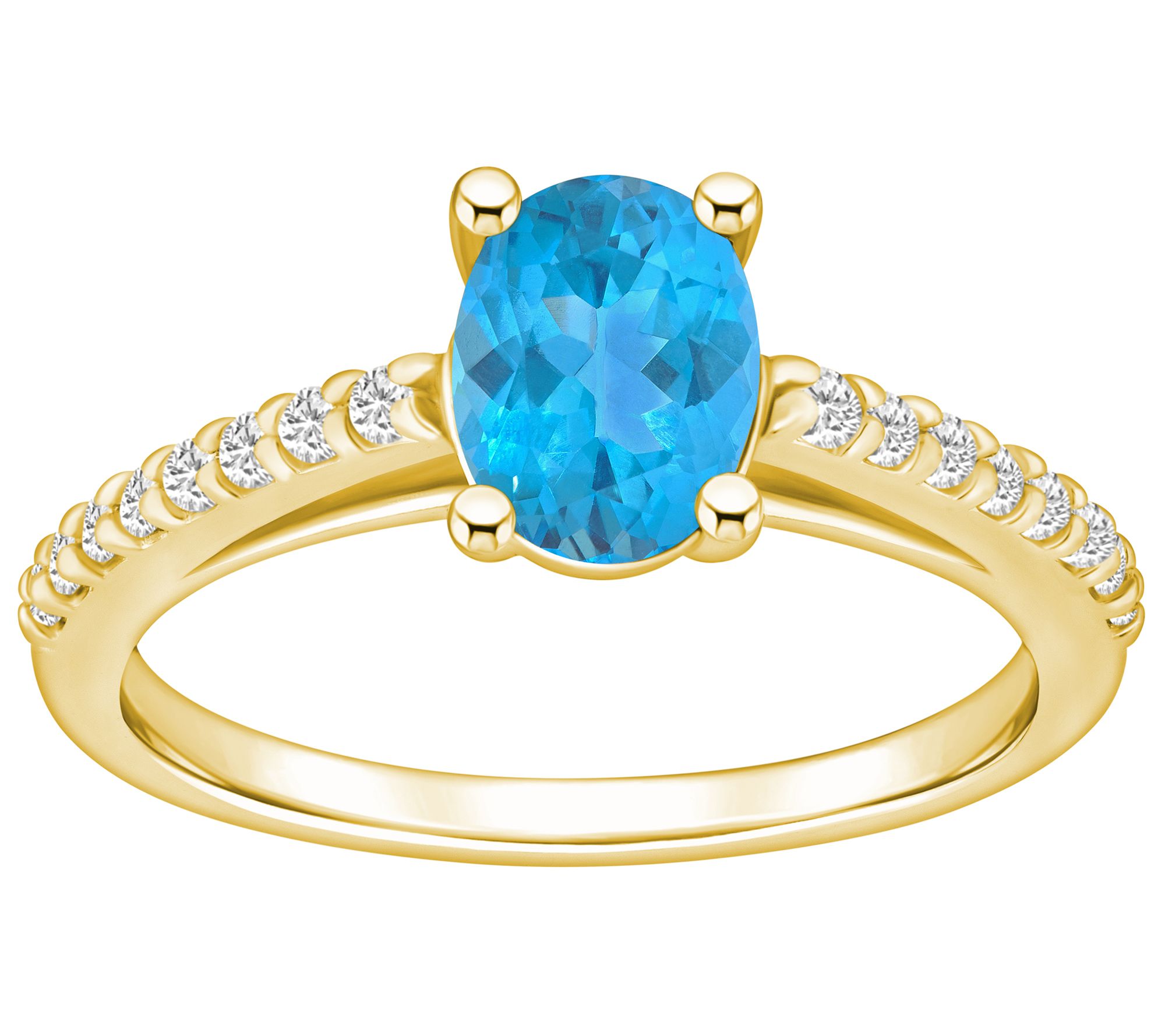 Affinity Gems Oval Gemstone & Diamond Ring, 14K Gold - QVC.com