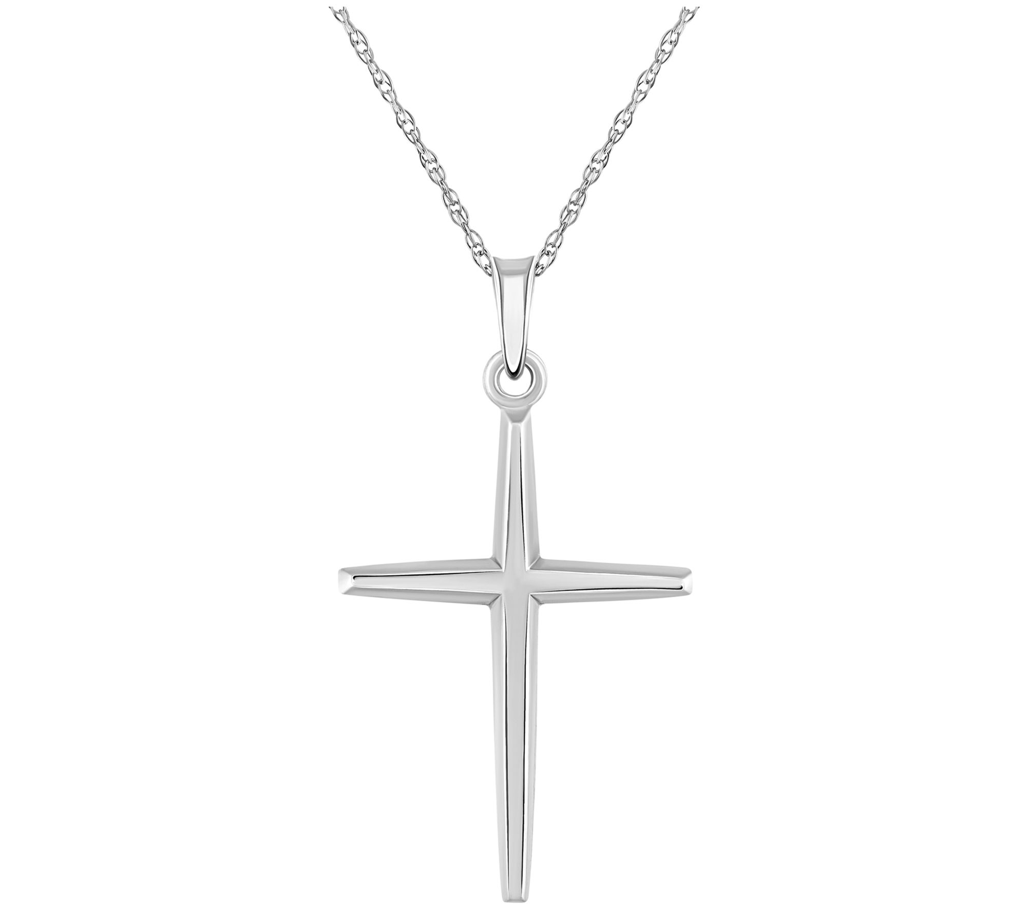 Tapered Cross Pendant w/ Chain, 14K Gold