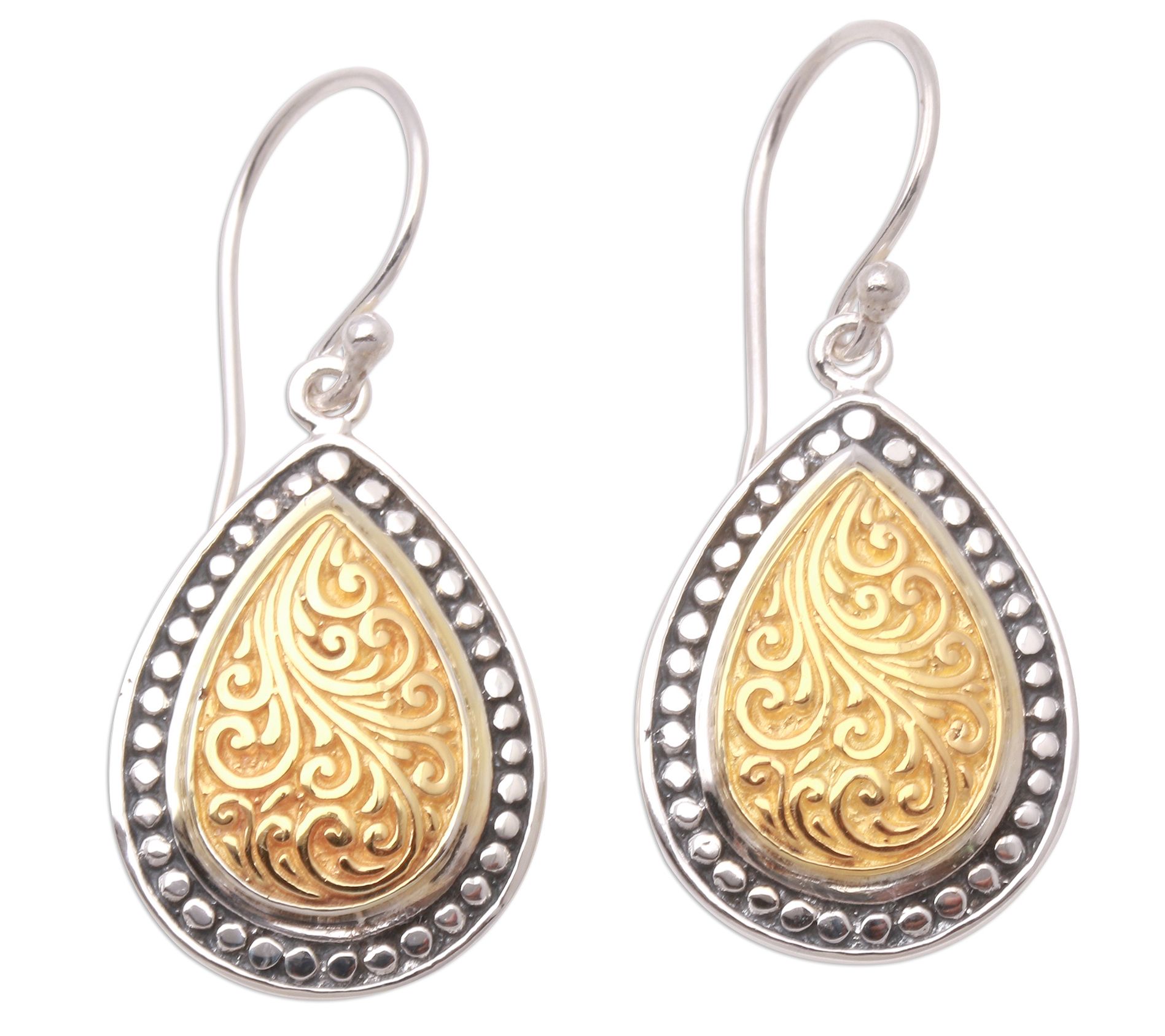 Novica Artisan Crafted Two-Tone Droplet Earrings