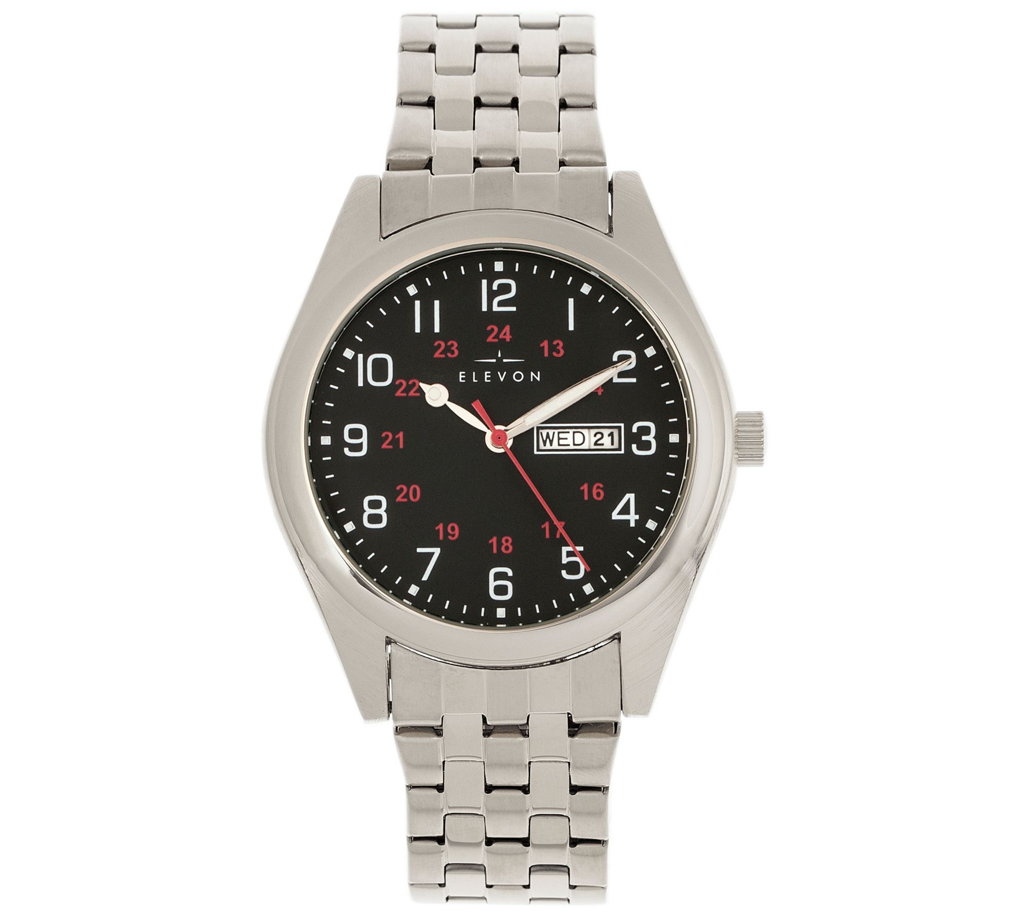 Elevon Men's Gann Silvertone Black Dial Watch