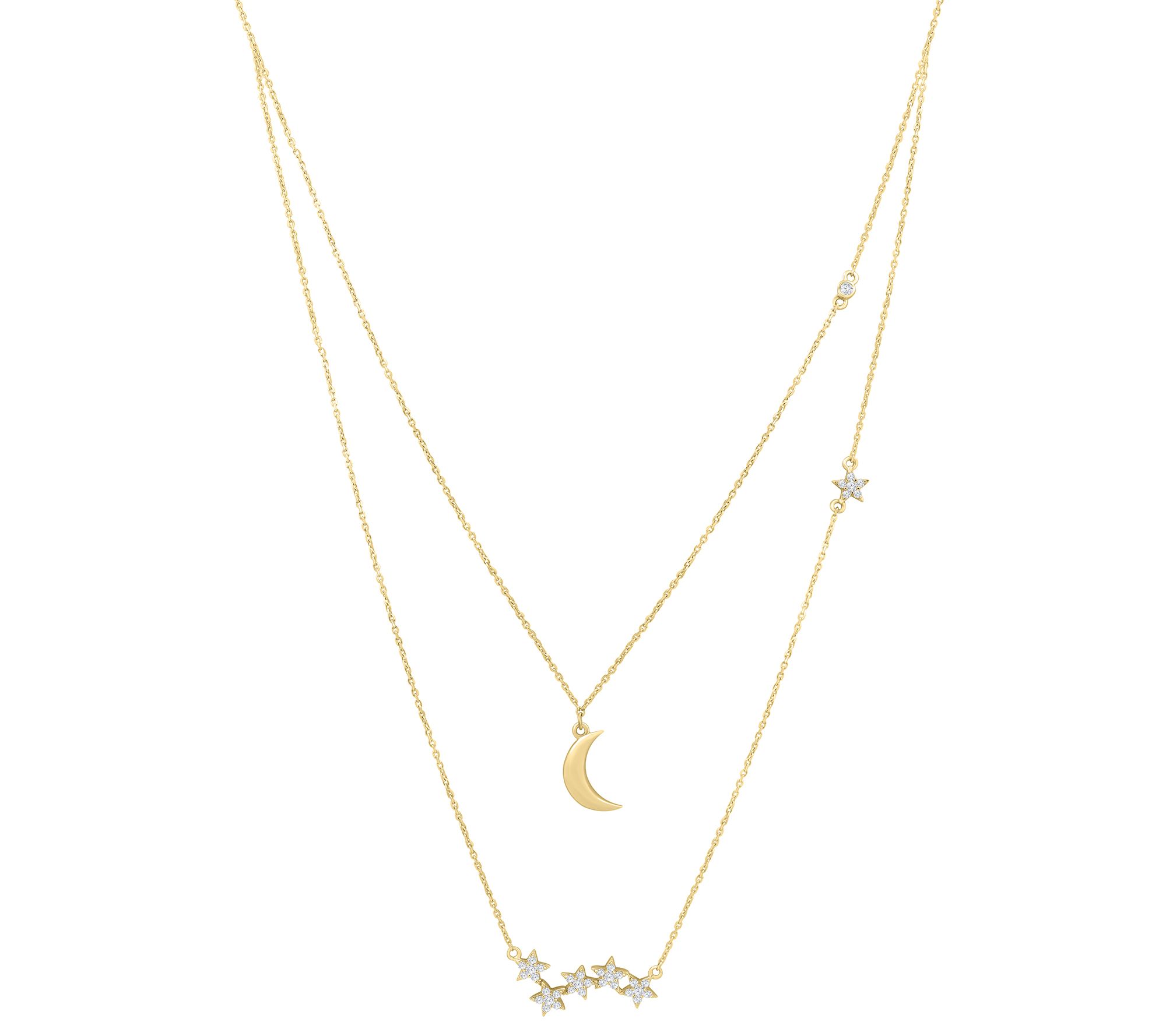 0.25 cttw Diamond Layered Necklace, 14K Gold