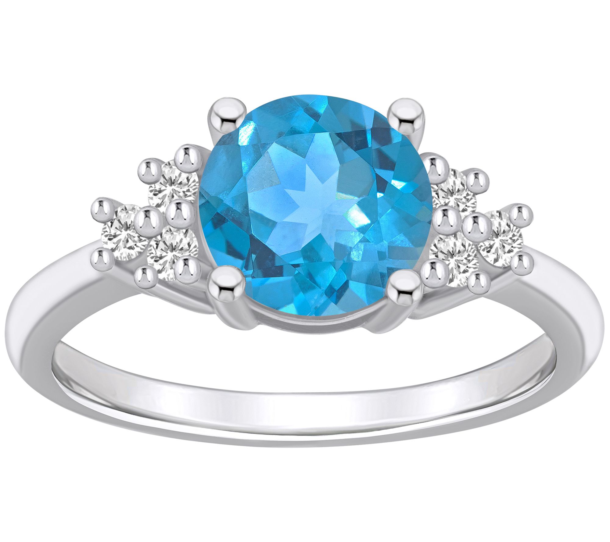 Affinity Gems Round Gemstone & Diamond Ring, 14K White Gold