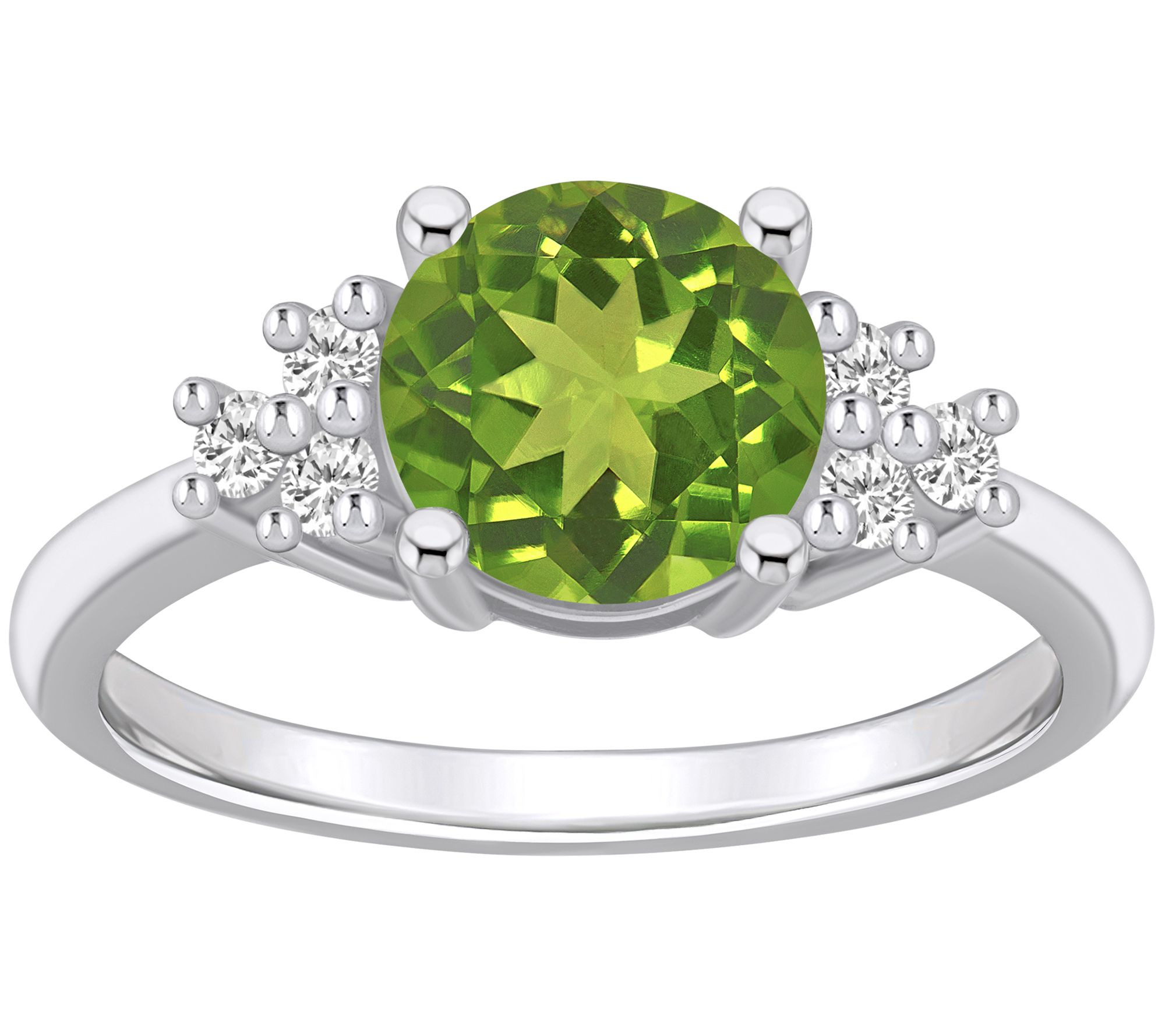 Affinity Gems Round Gemstone & Diamond Ring, 14K White Gold