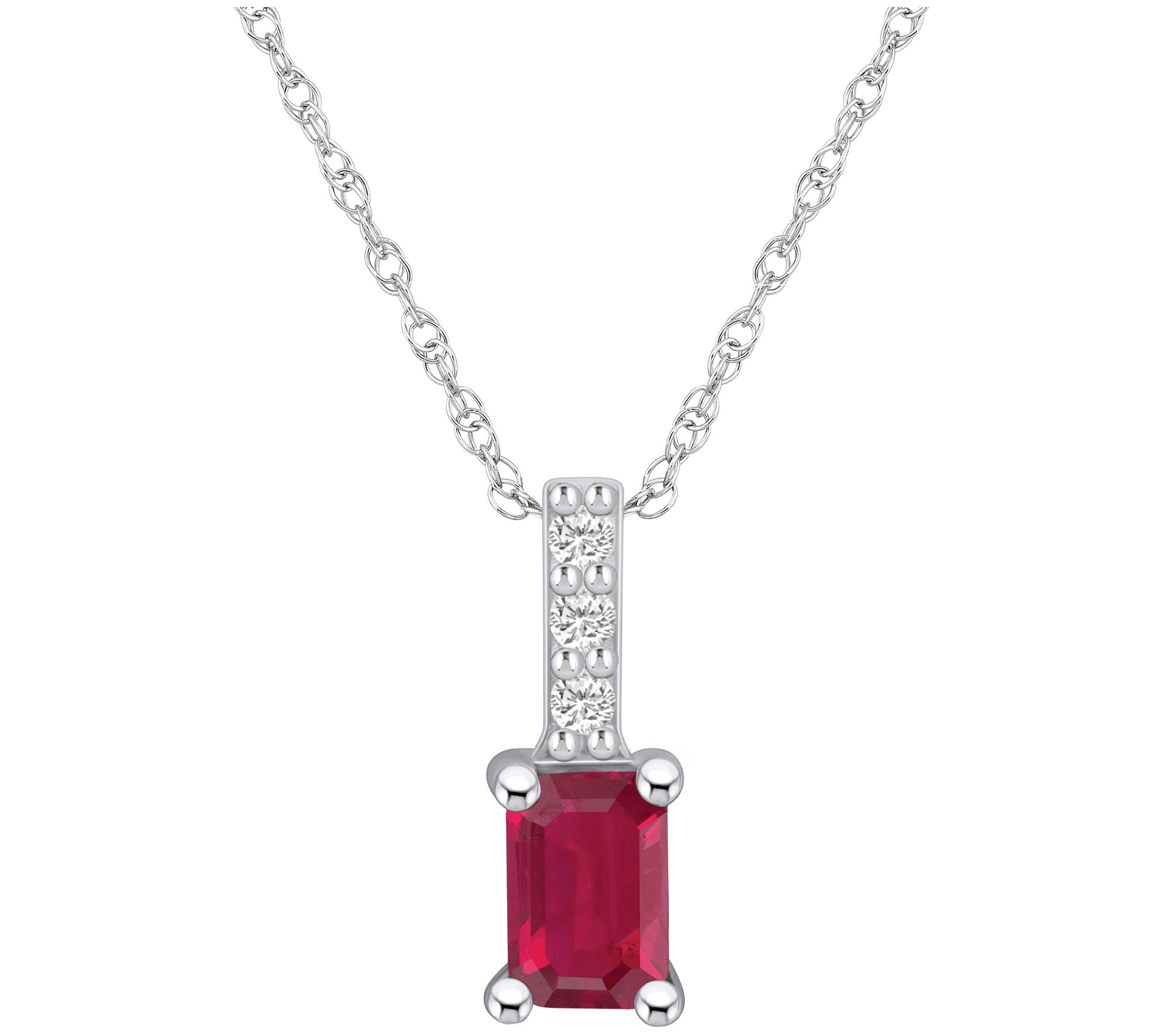 Affinity Gems Ruby & Diamond Accent Pendant w/ Chain, 14K Gold