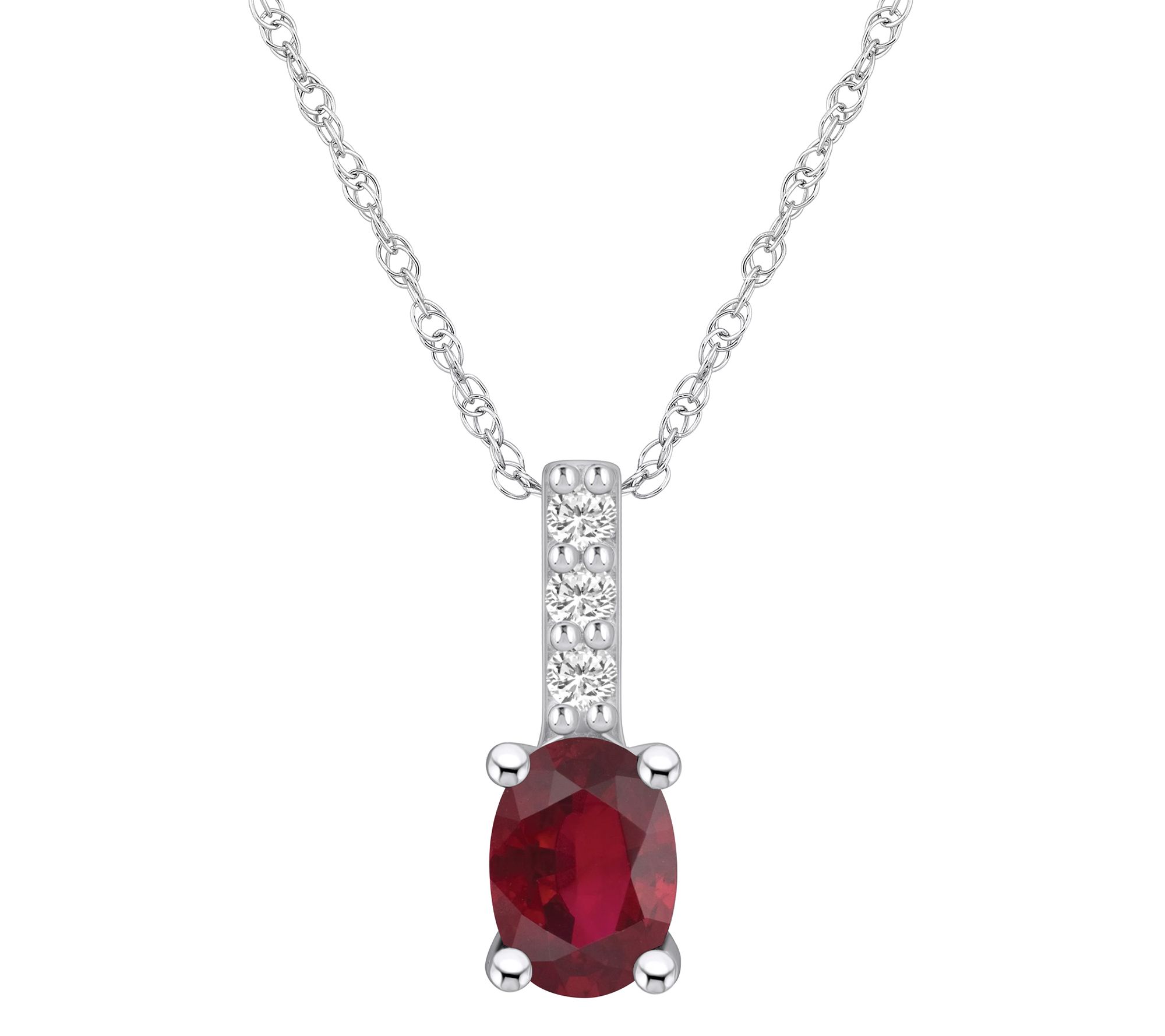 Affinity Gems 1.05 cttw Ruby & Diamond Pendant w/ Chain, 14K