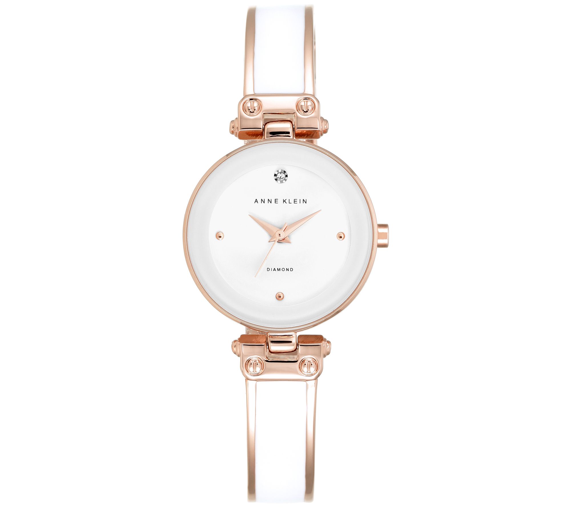 Anne Klein Women's Rosetone Diamond Dial Bangle Watch