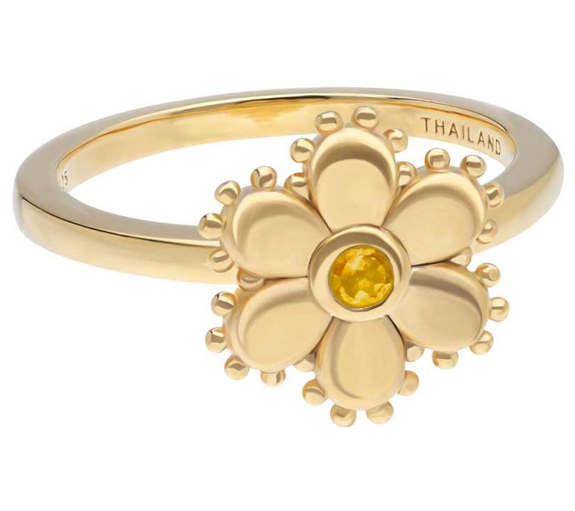 Elyse Ryan Silver 14K Gold Clad Citrine Flower Ring