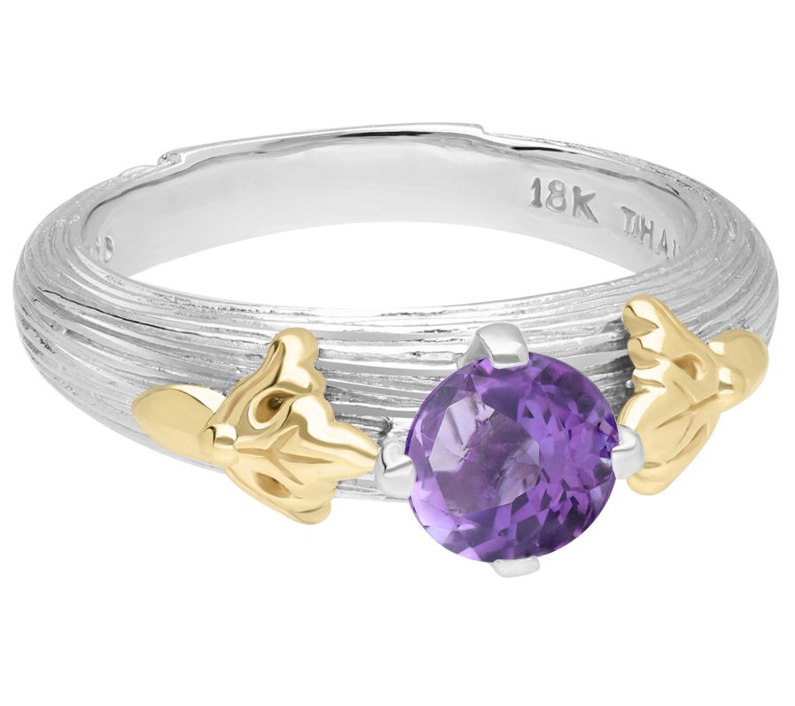 Ariva Sterling Silver & 18K Gold Round Gemstone Ring