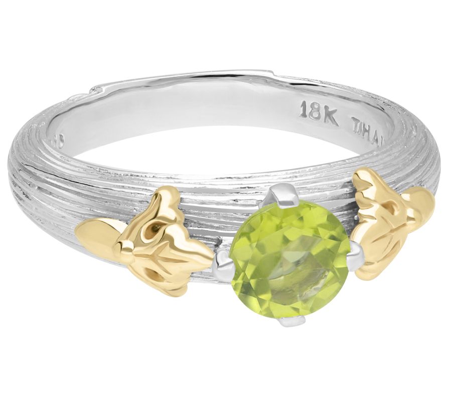 Ariva Sterling Silver & 18K Gold Round Gemstone Ring