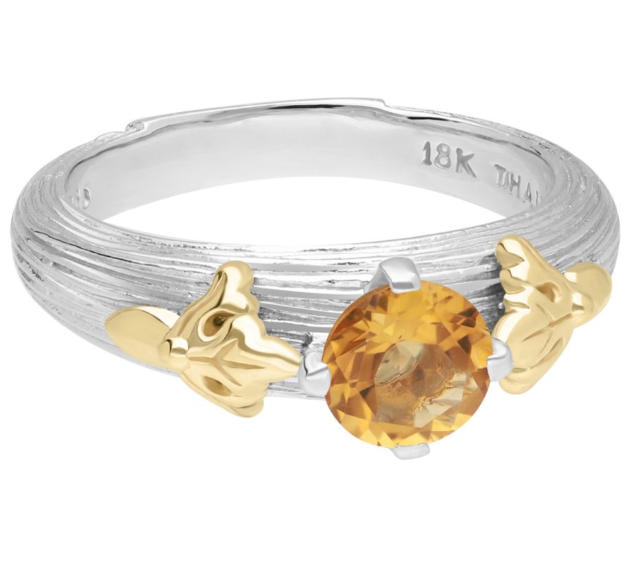 Ariva Sterling Silver & 18K Gold Round Gemstone Ring