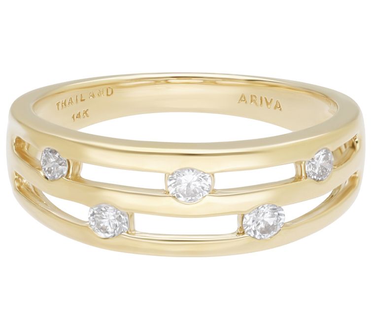 Ariva 14K Gold Diamond Open Band Ring