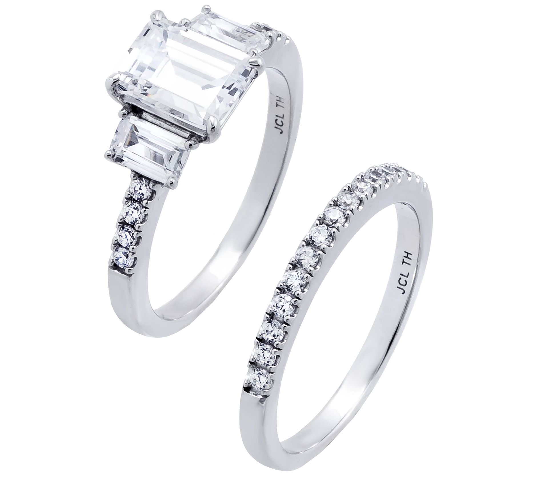 Diamonique 3.85 cttw Bridal Ring Set, Sterling Silver - QVC.com
