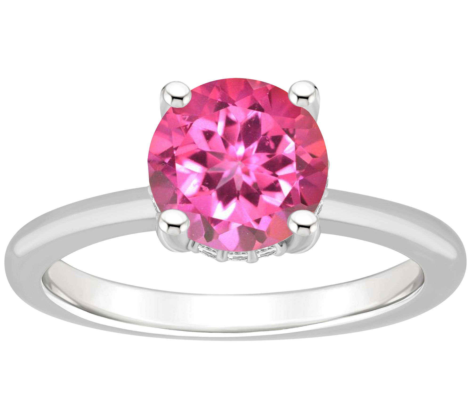 Affinity Gems Round Topaz & Diamond Gallery Ring, Sterling