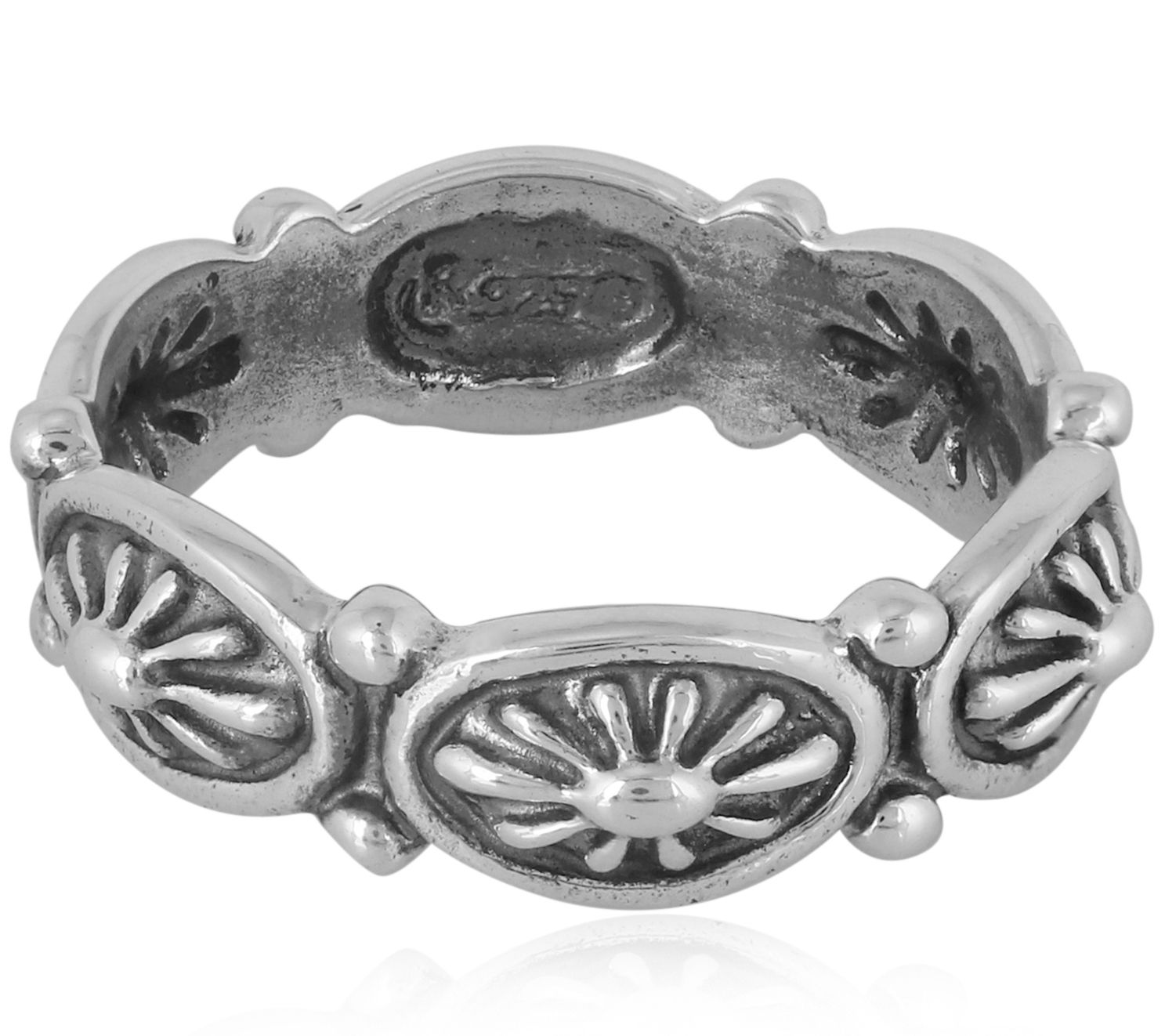 American West Sterling Silver Concha Design Band Ring