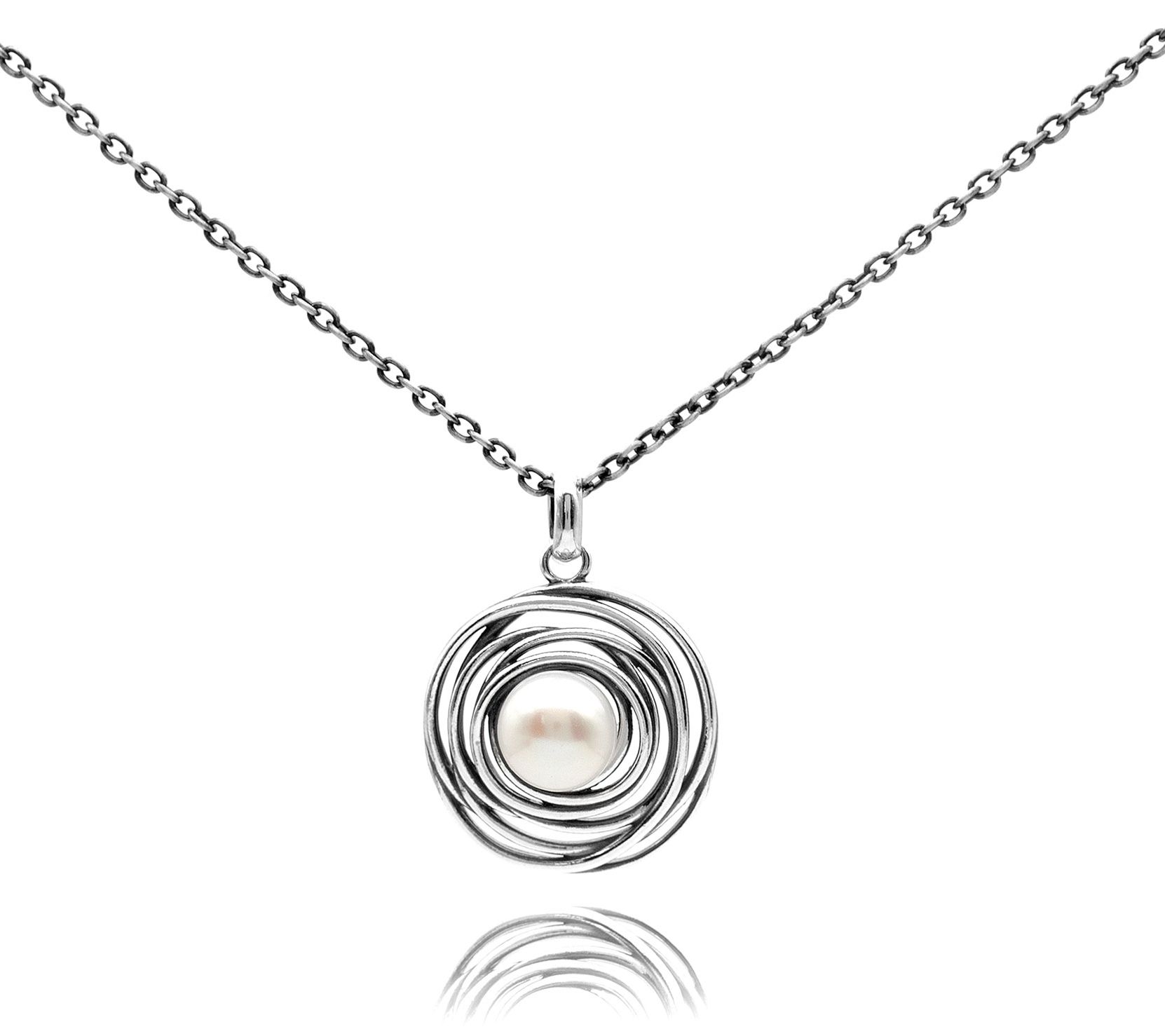 Or Paz Sterling Silver Nested Cultured Pearl Pendant w/ Chain