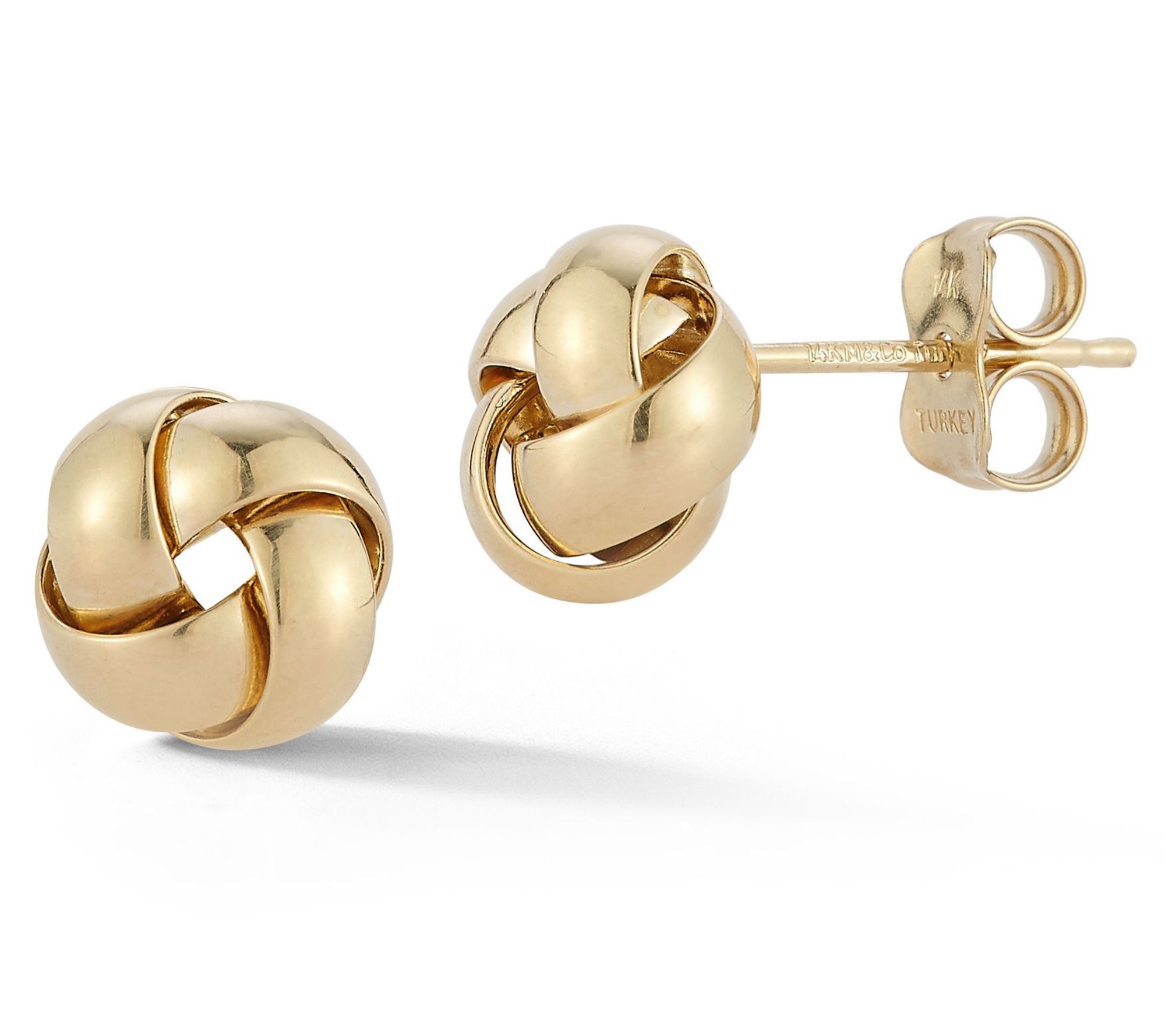 Luminosa Gold Puffed Rounded Love Knot Stud Earrings, 14K