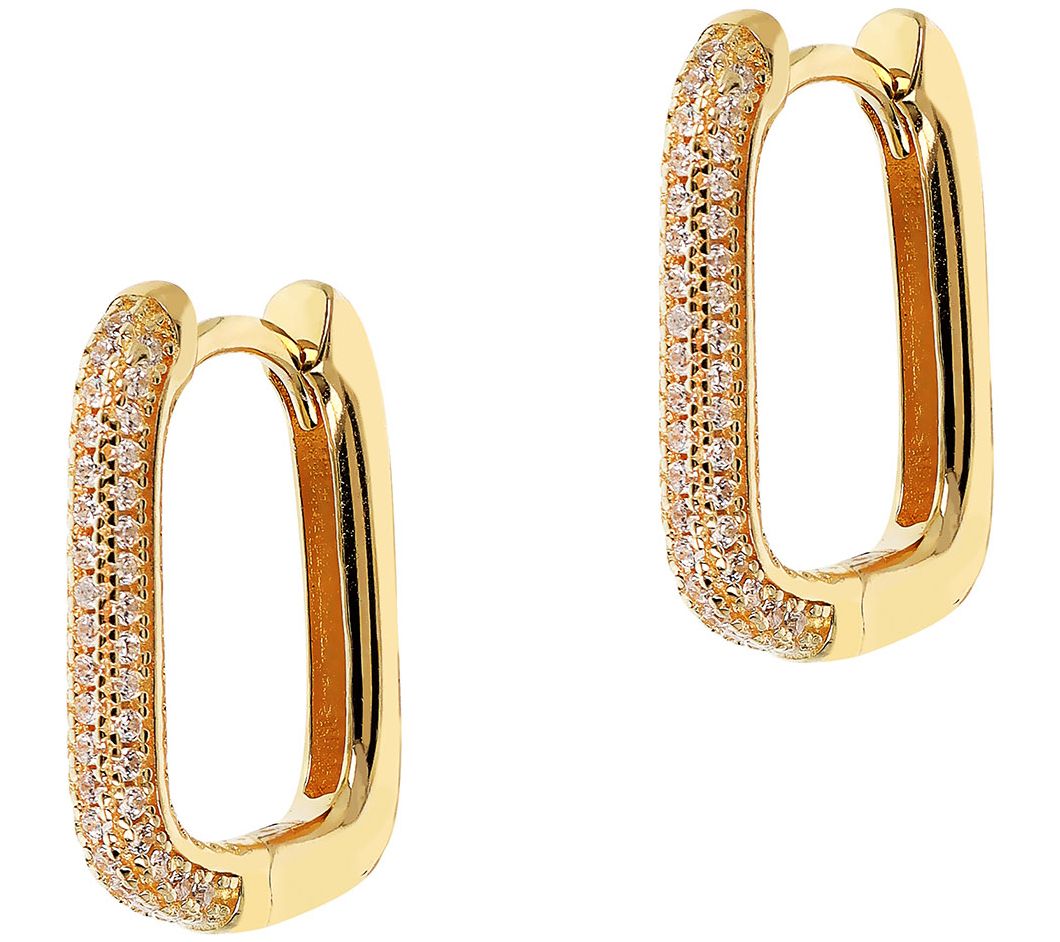 Diamonique Pave Huggie Hoop Earrings, SterlingSilver