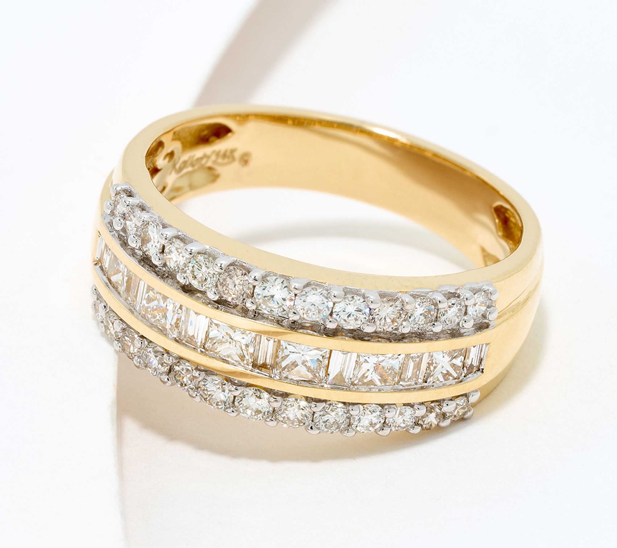 KALLATI Baguette, Princess & Round Band Ring 1.00cttw, 14K
