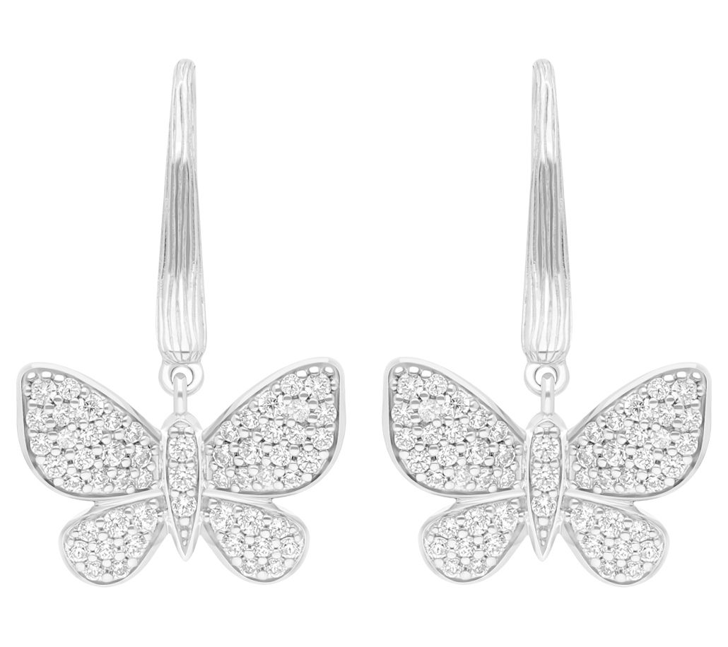 Ariva Sterling Silver Diamonique Butterfly Earrings