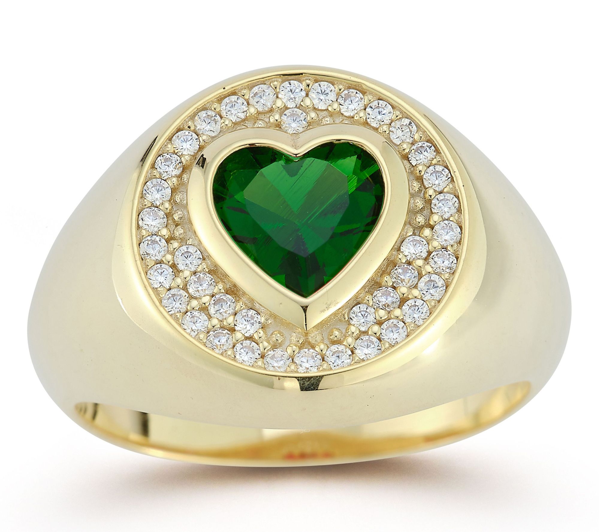Sterlina Silver Heart Signet Ring, 14K Gold Plated