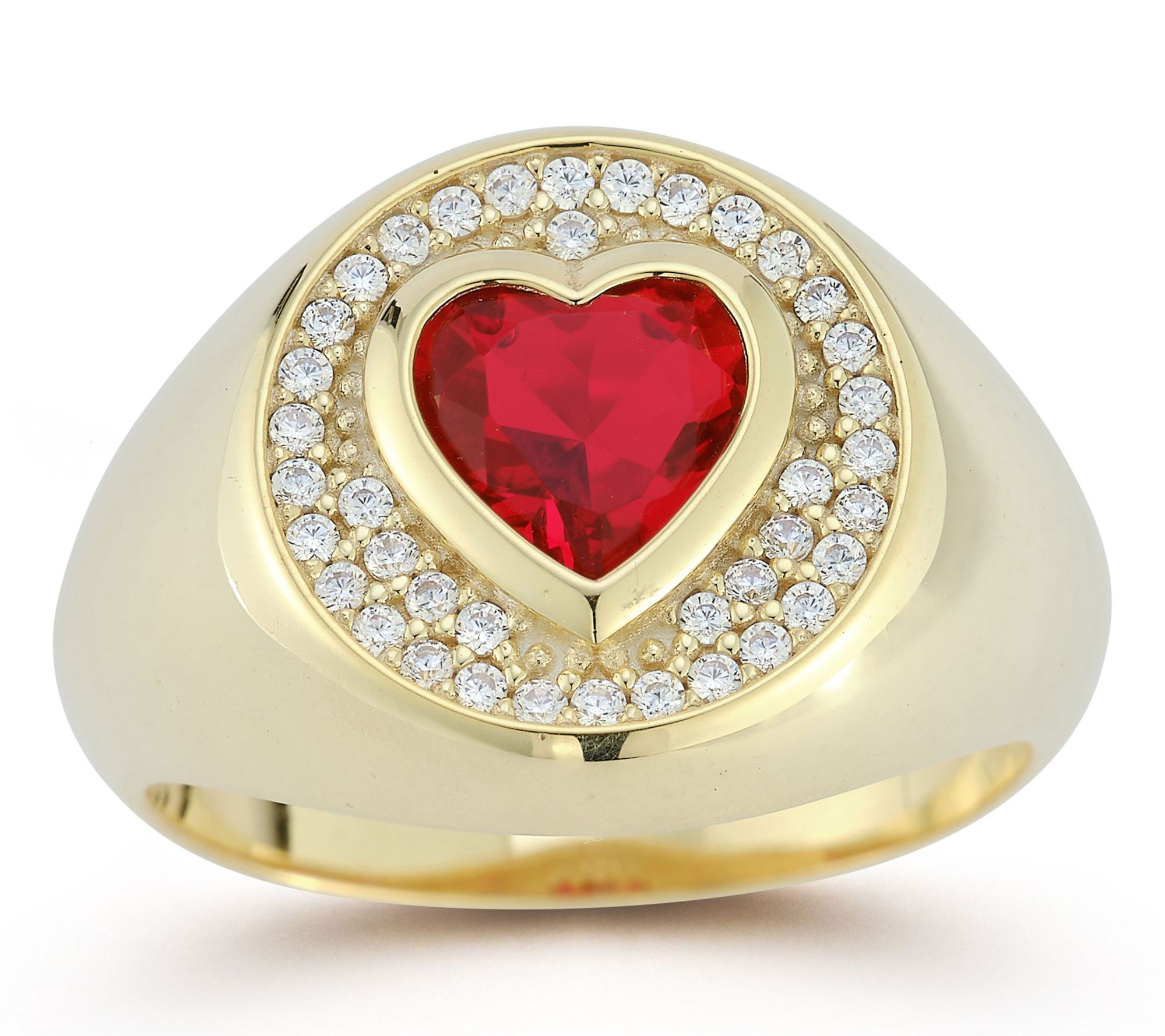 Sterlina Silver Heart Signet Ring, 14K Gold Plated