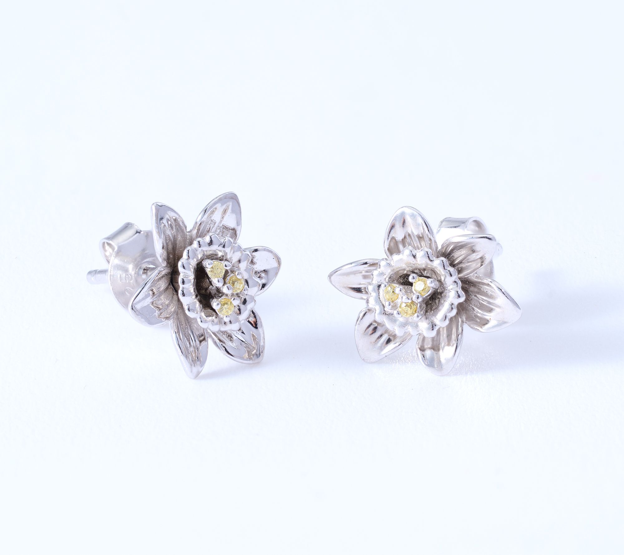 Fado Sterling Silver Daffodil Stud Earrings