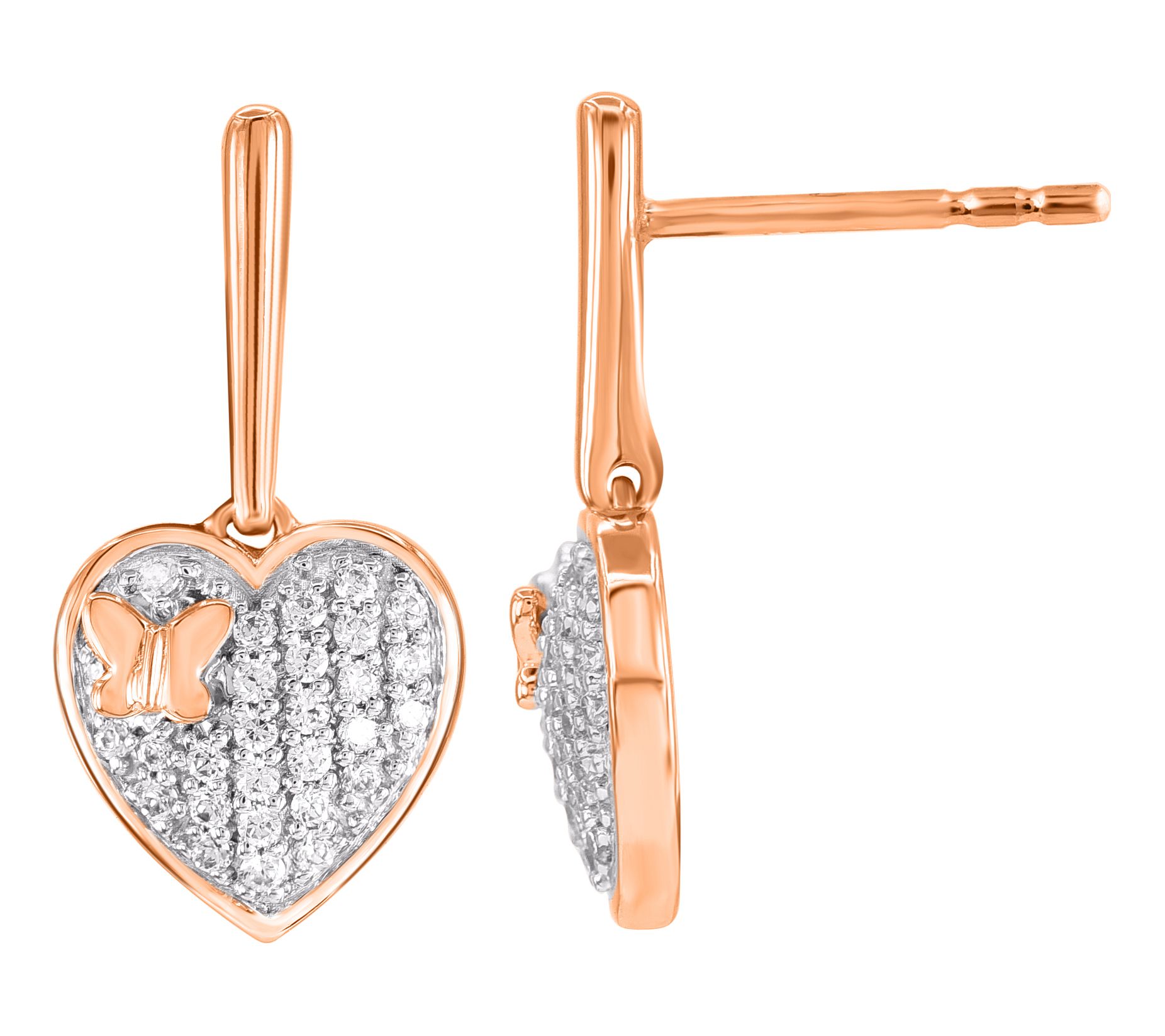 Affinity Diamond 0.25 cttw Heart Earrings, 14KRose Gold