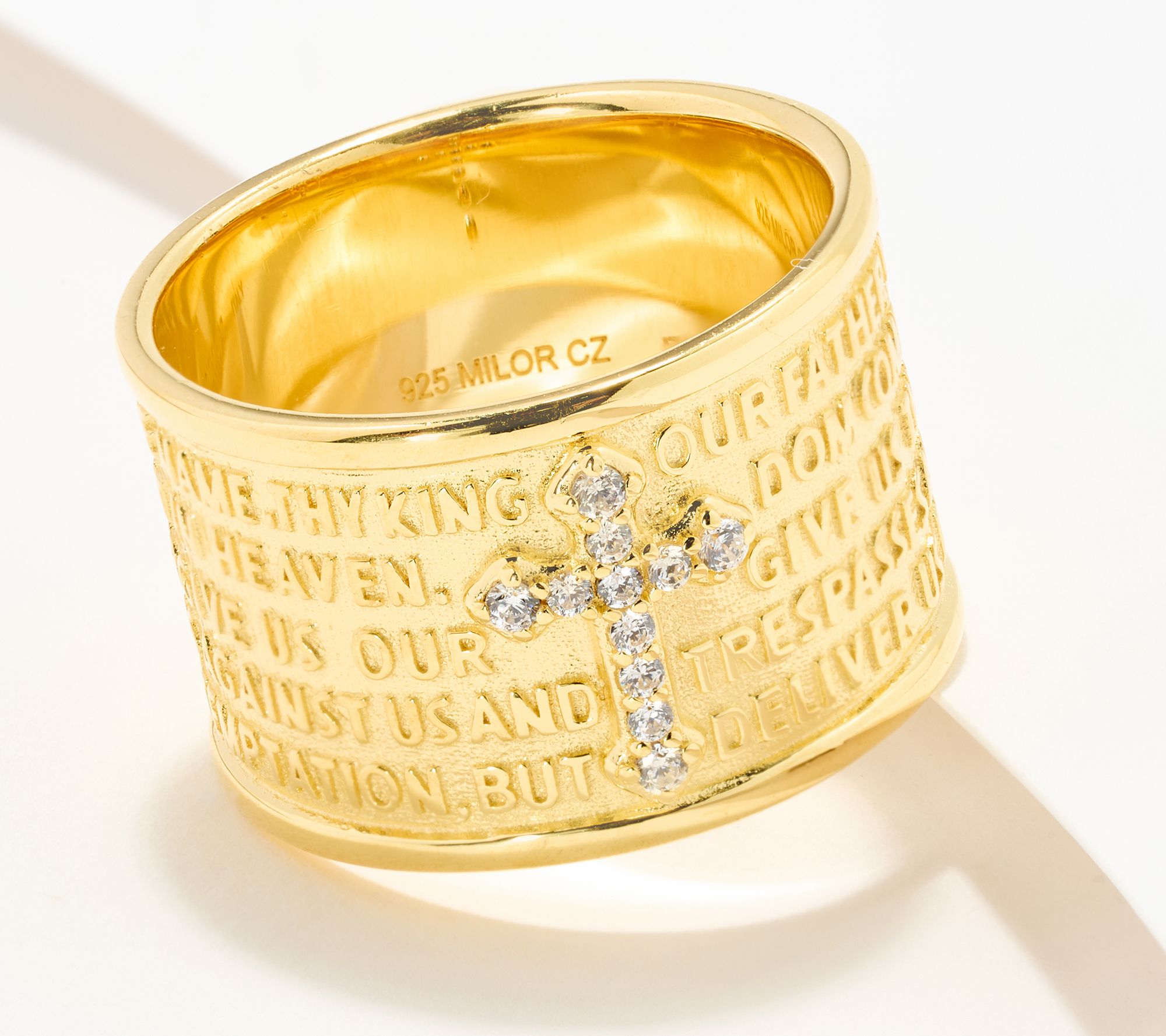 "As Is" Diamonique Italia Cigar Band Prayer Ring, Sterling