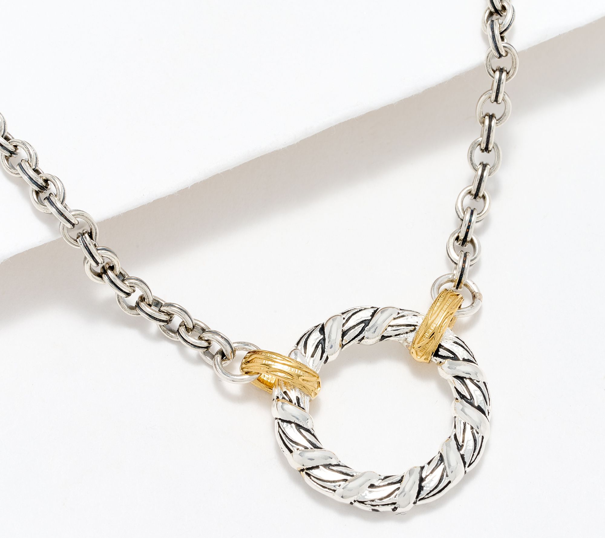 Christian James by Scott Grimes Sterling Silver Two-Tone Charm Necklace, 10.3g