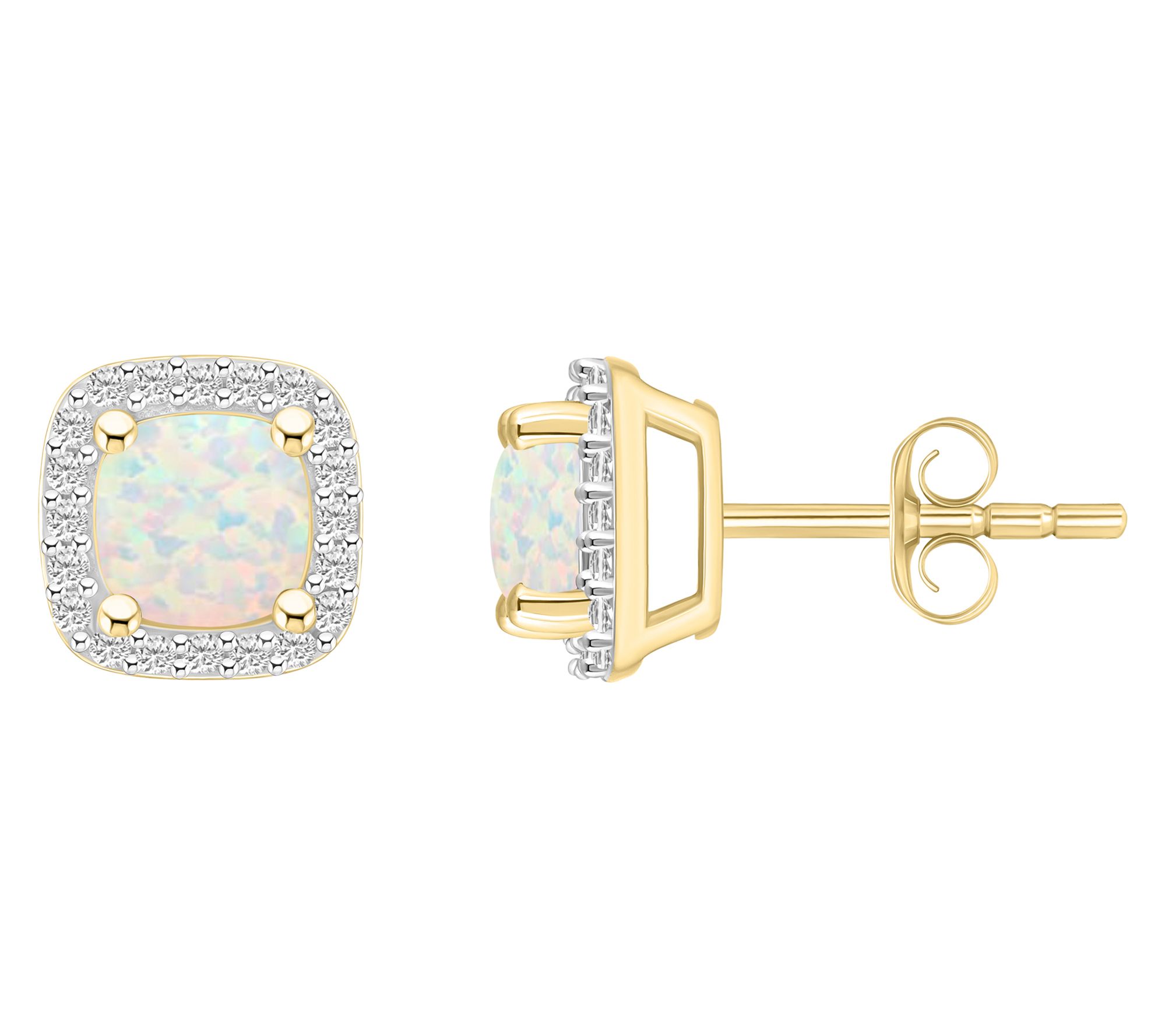 Affinity Gems Cushion Created Gemstone Halo Stud Earrings, 10K