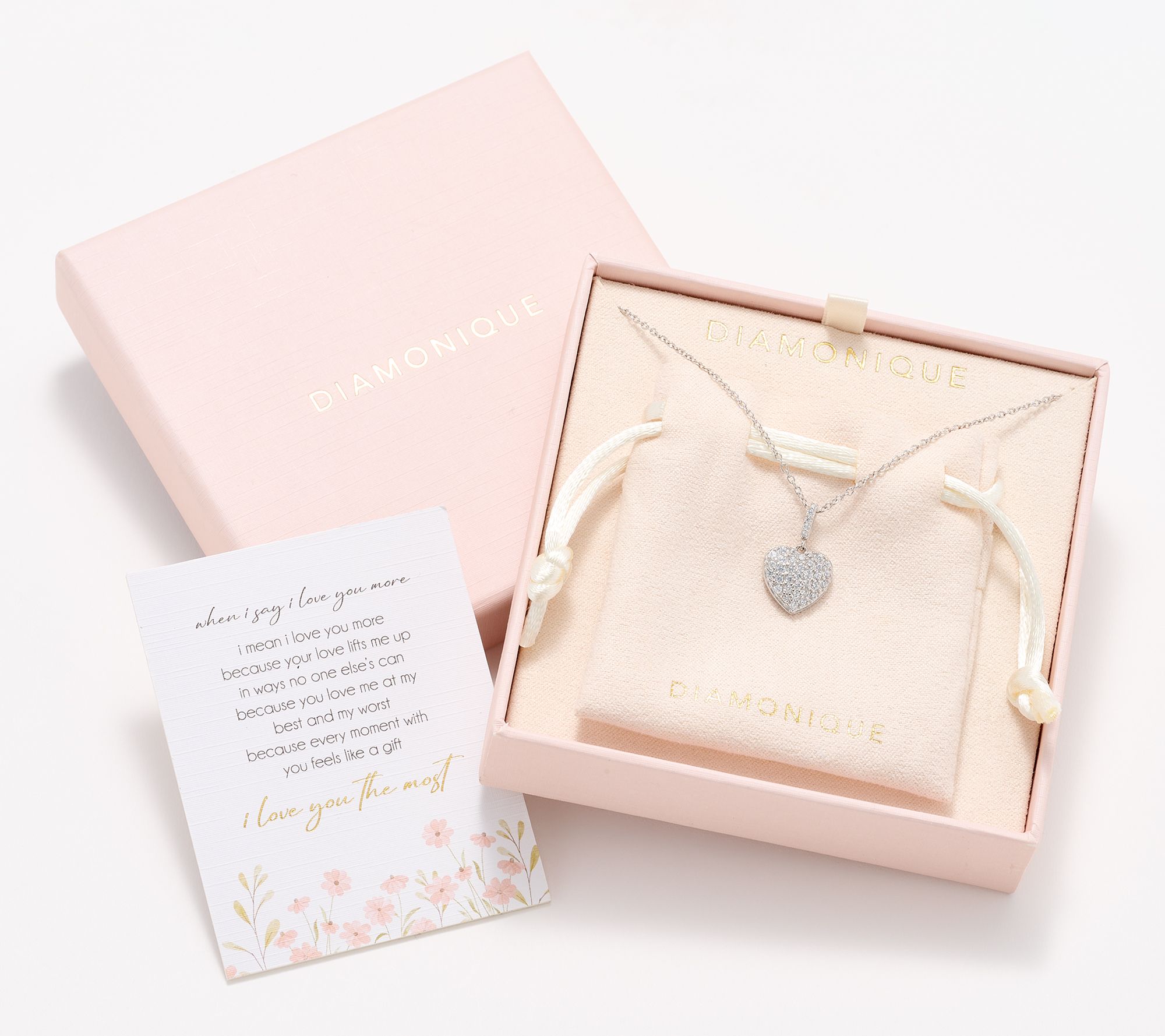 925 Sterling Silver Open Heart Cubic Zirconia Pendant Necklace – 18 Inch, Gift Boxed