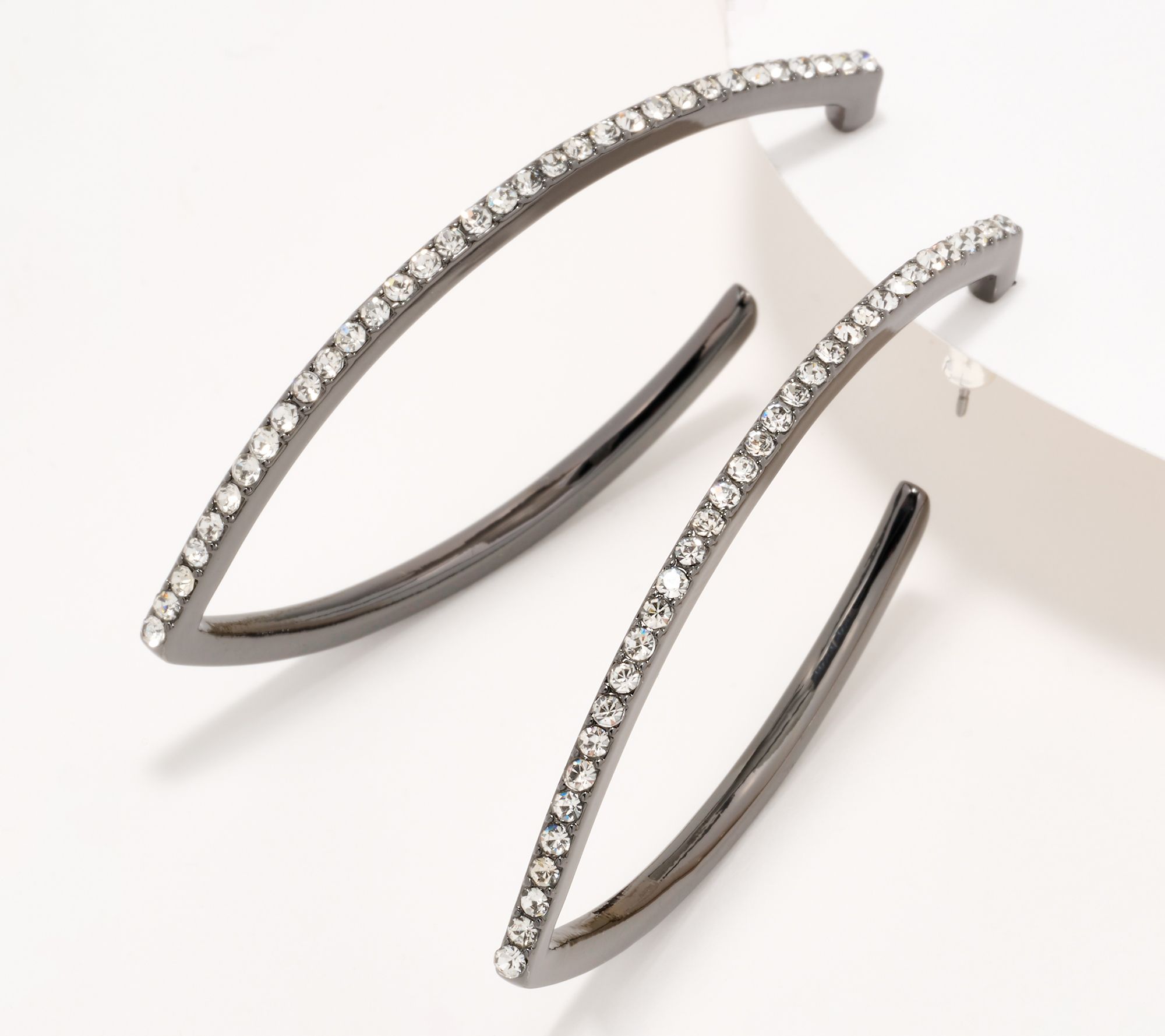 "As Is" Joan Rivers Pave Marquise-Shaped Hoop Earrings