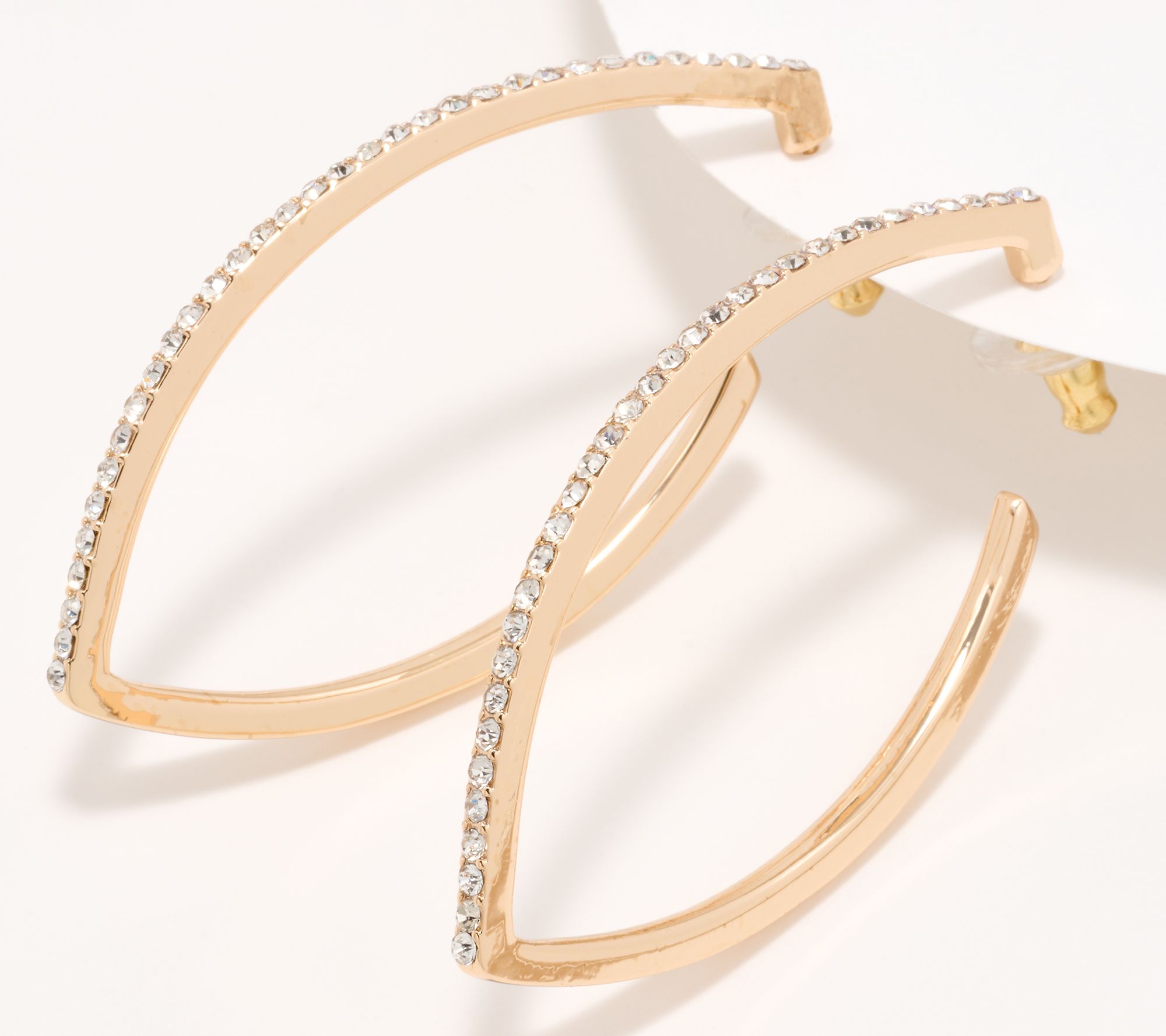 "As Is" Joan Rivers Pave Marquise-Shaped Hoop Earrings