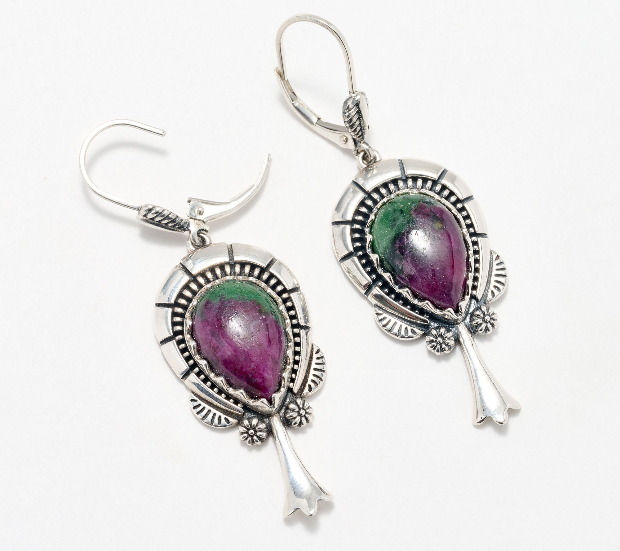 送税込【AMY O】Gemstone Clover Studs/SterlingSilver 4色 国発 American West Sterling Silver Pear Gemstone Squash Blossom