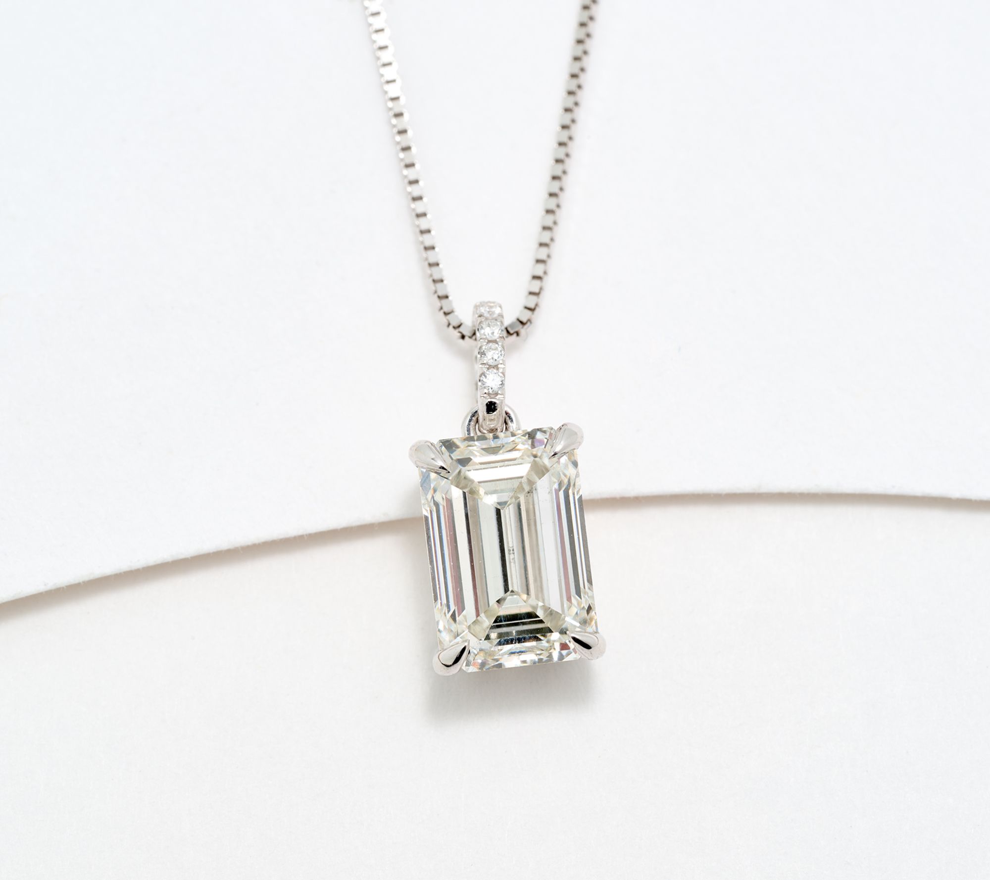  Fire Light Lab Grown Diamond Emerald Cut 2.50 cttw Necklace, 14K