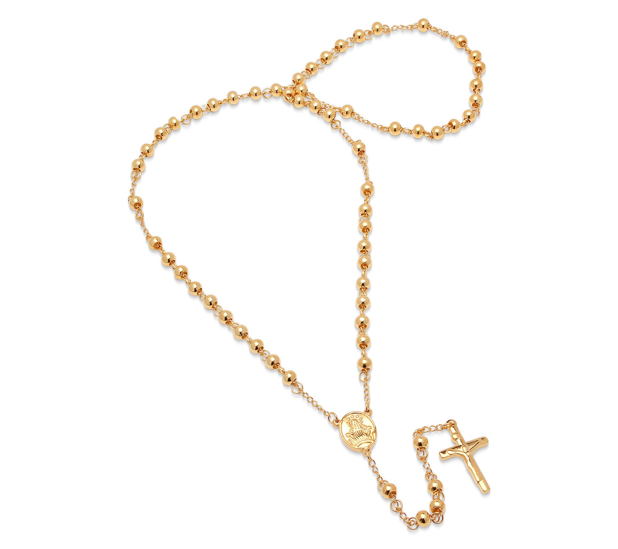 Steel By Design Men's 18K Gold Plated Rosary Necklace