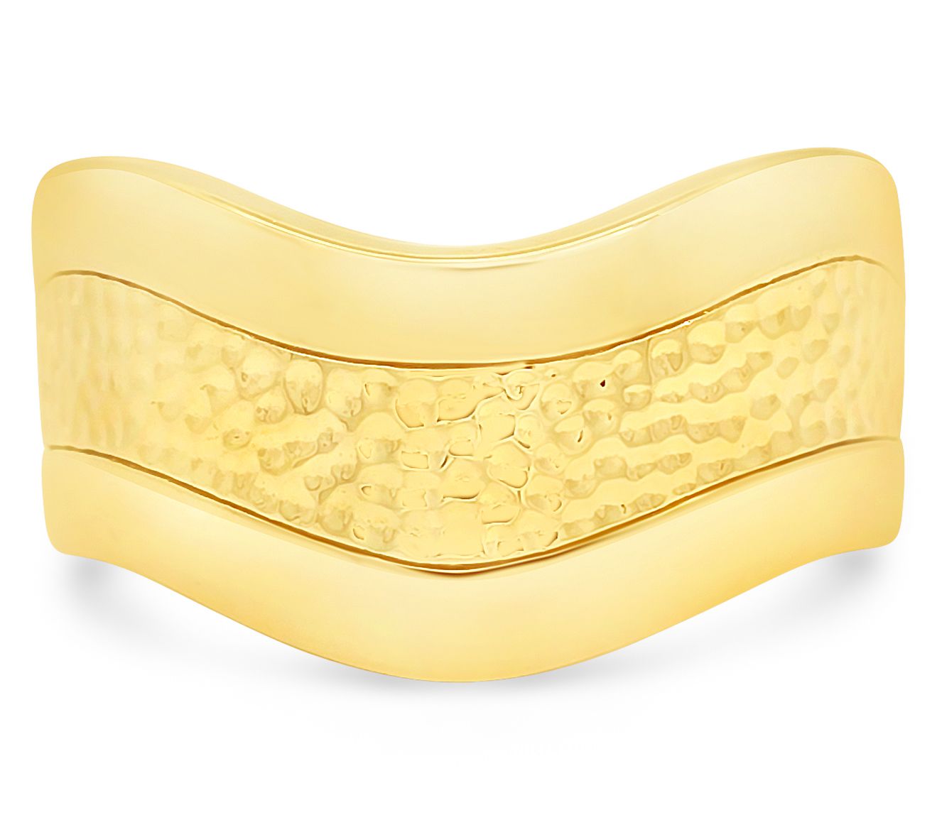Ariva 18K Gold Clad Hammered Wave Band Ring