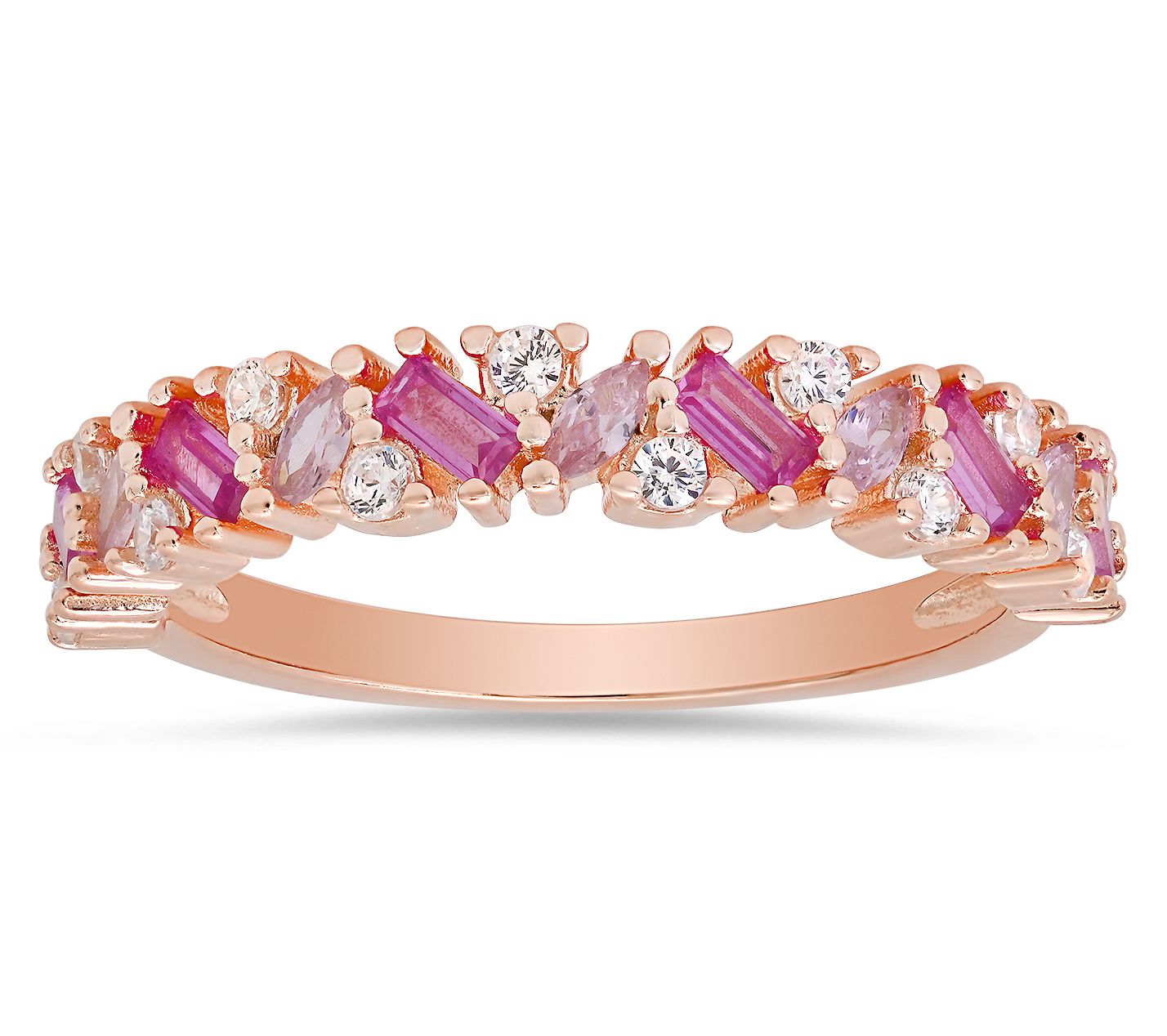 Diamonique Multi-cut Pink Ombre Band Ring, Sterling Silver