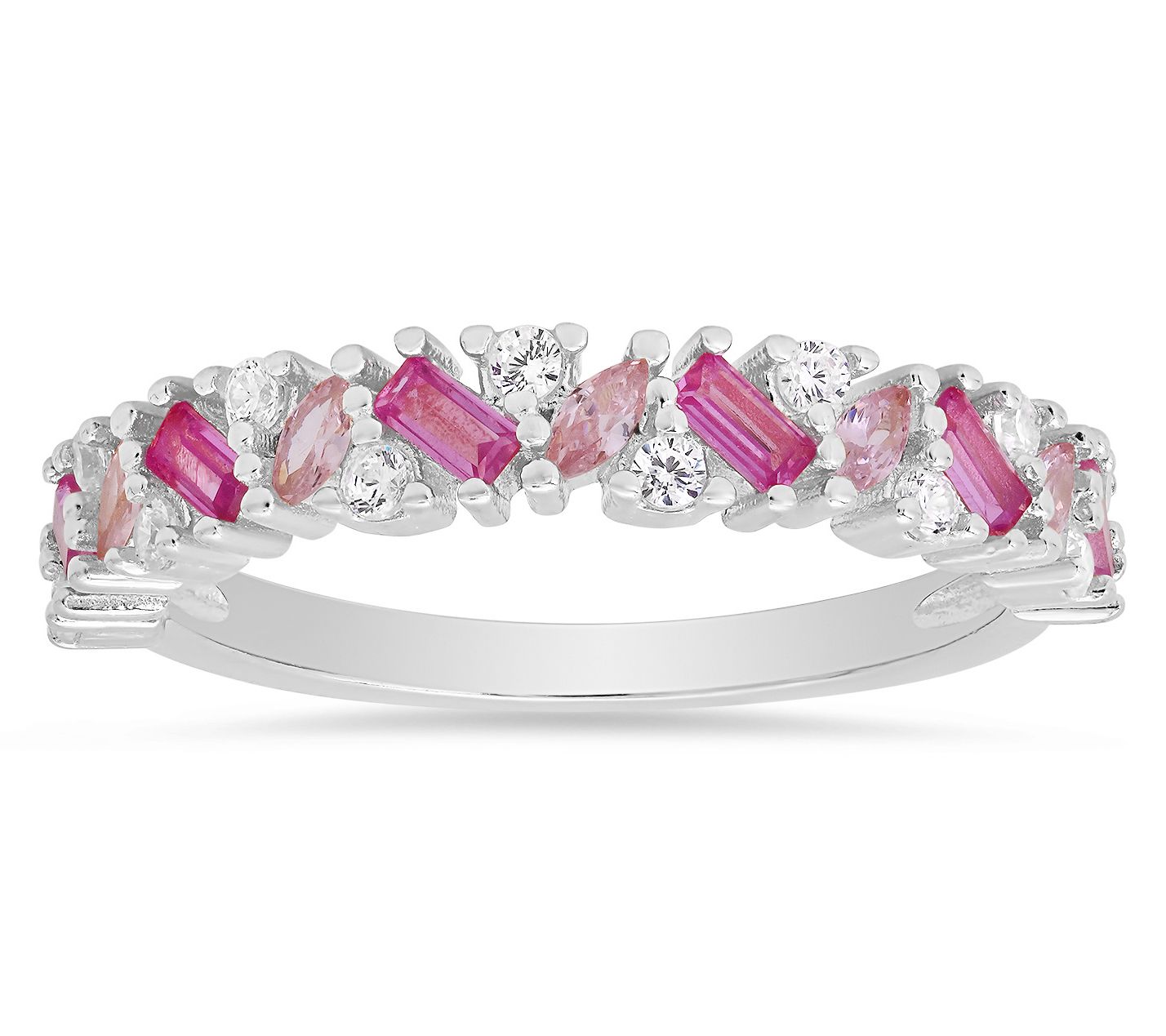 Diamonique Multi-cut Pink Ombre Band Ring, Sterling Silver