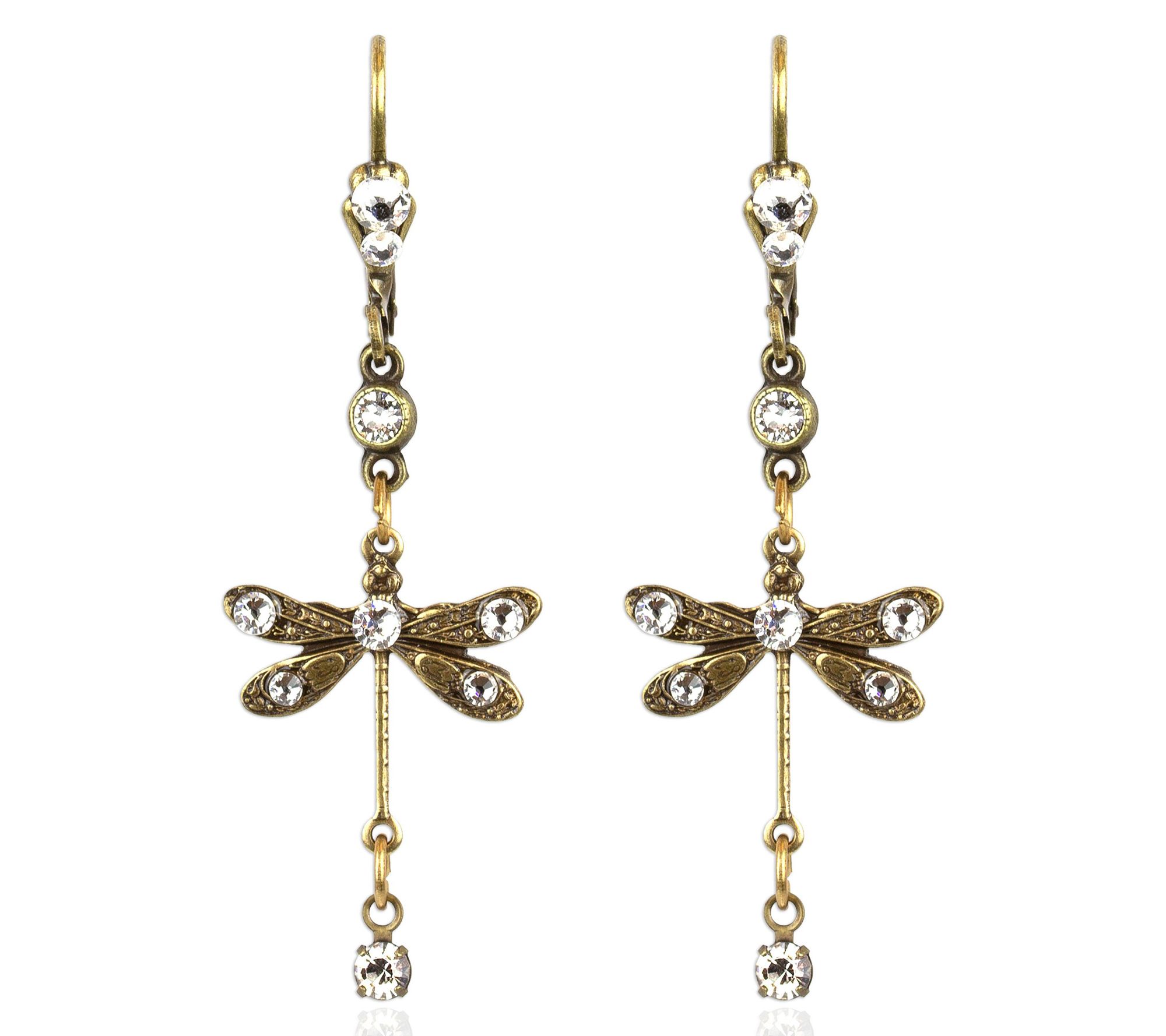 Anne Koplik Classic Crystal Dragonfly Dangle Earrings