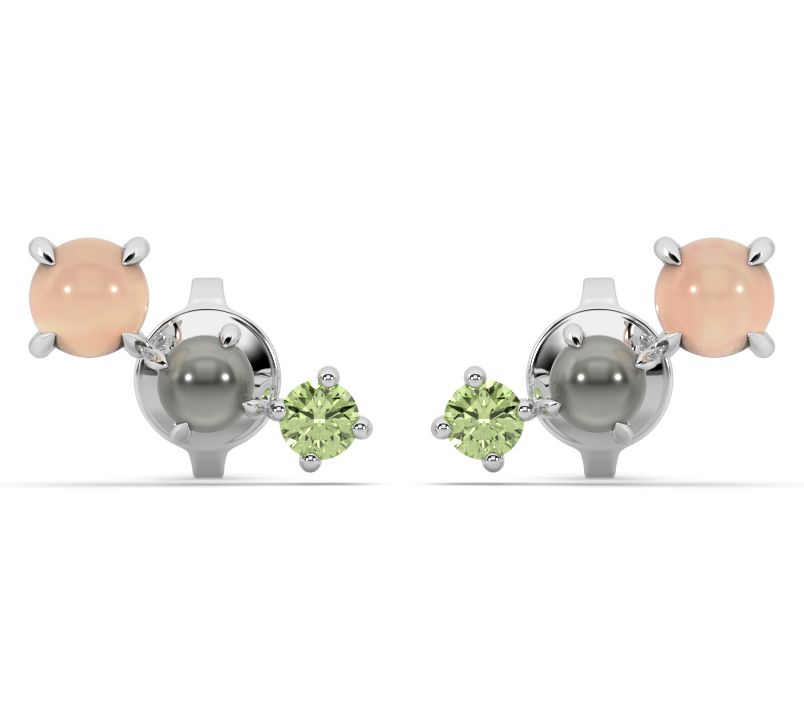 ONI Fine Jewelr y Sterling Silv er Round Cluste r Stud Earrings Stud Earrings